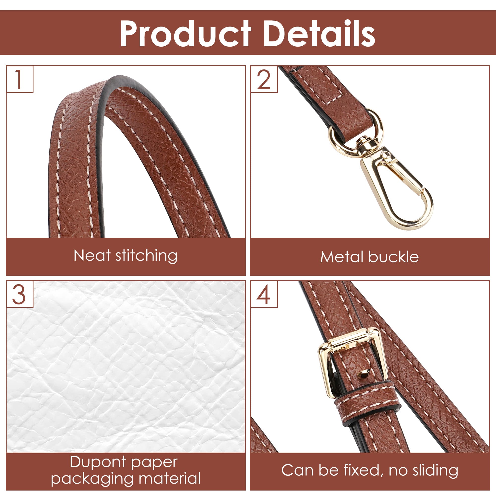 ReignSword Purse Straps Replacement with Mini Handbag Organizer Insert Kit, Compatible with Longchomp Tote Bag, Vegan Leather Handbag Crossbody Shoulder Strap for Women - 2