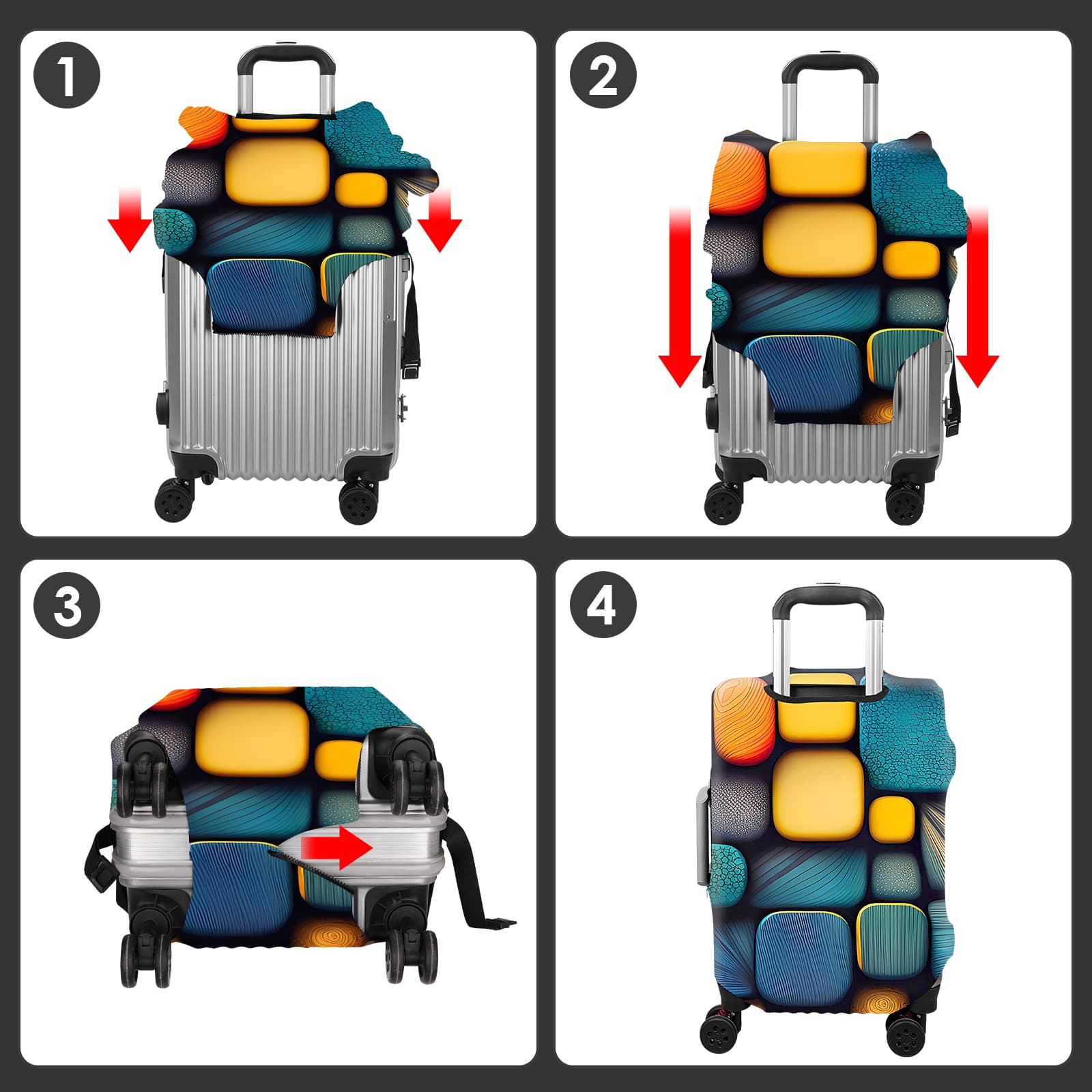 ReignSword Luggage Covers for Suitcase Tsa Approved, Travel Suitcase Cover Protector Fits 22-24 Inch Luggage, Washable Baggage Covers (M, Personality Cyber ​​7) - 4