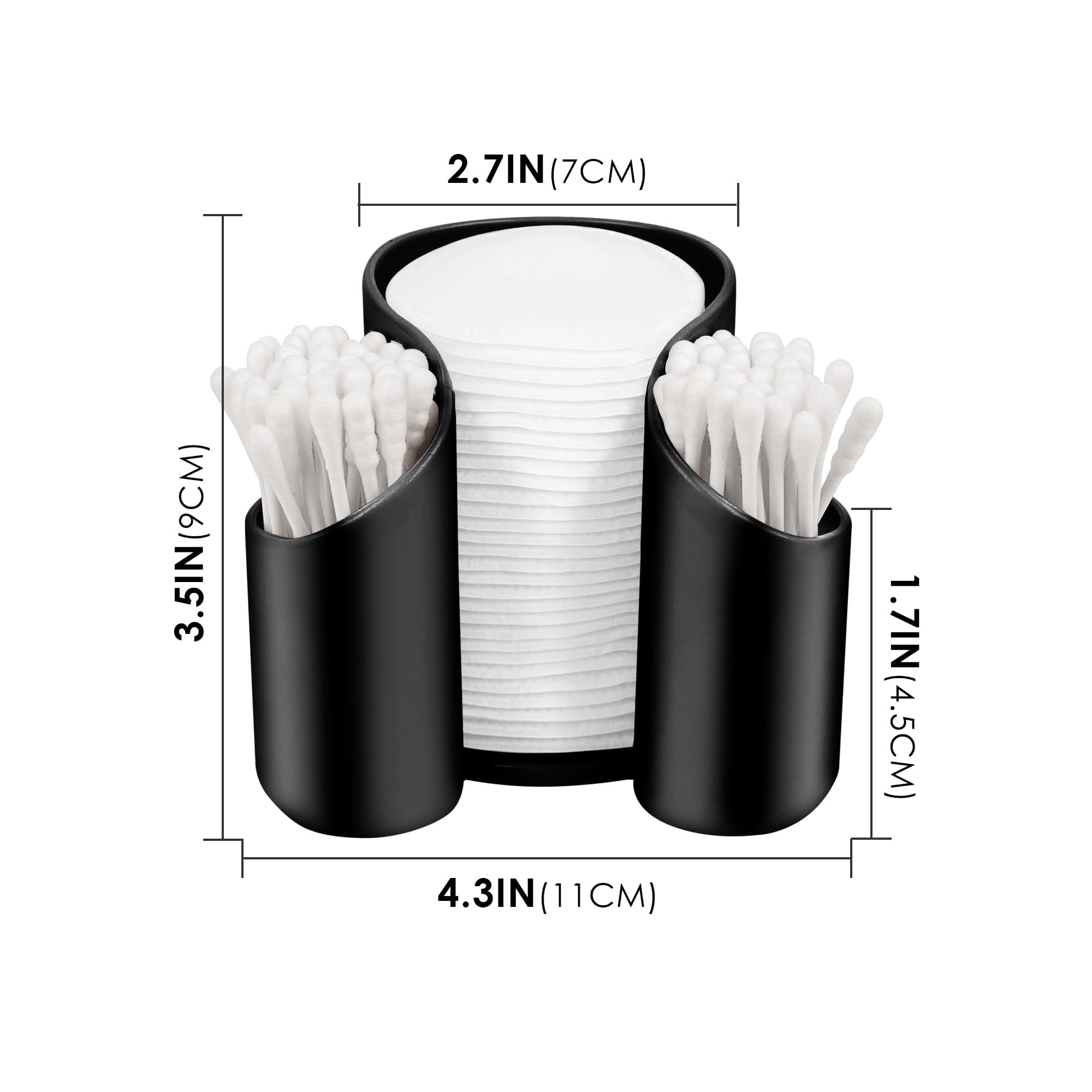ReignSword Plastic Cotton Pad Dispenser, Cotton Swab Holder for Bathroom, Cotton Pad QTips Holder, Storage Organizer for Paper Cup and Floss Dispensers (Black) - 1