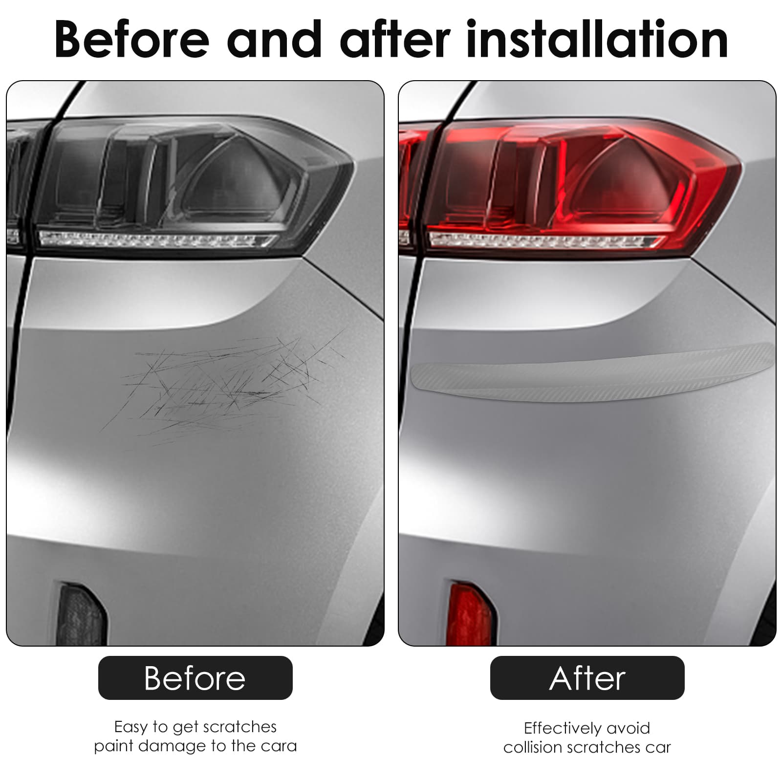 ReignSword 4 Pack Grey Bumper Guard Strip, Anti-Collision Patch Car Bumper Guard Strip, Universal Exterior Car Accessories - 4