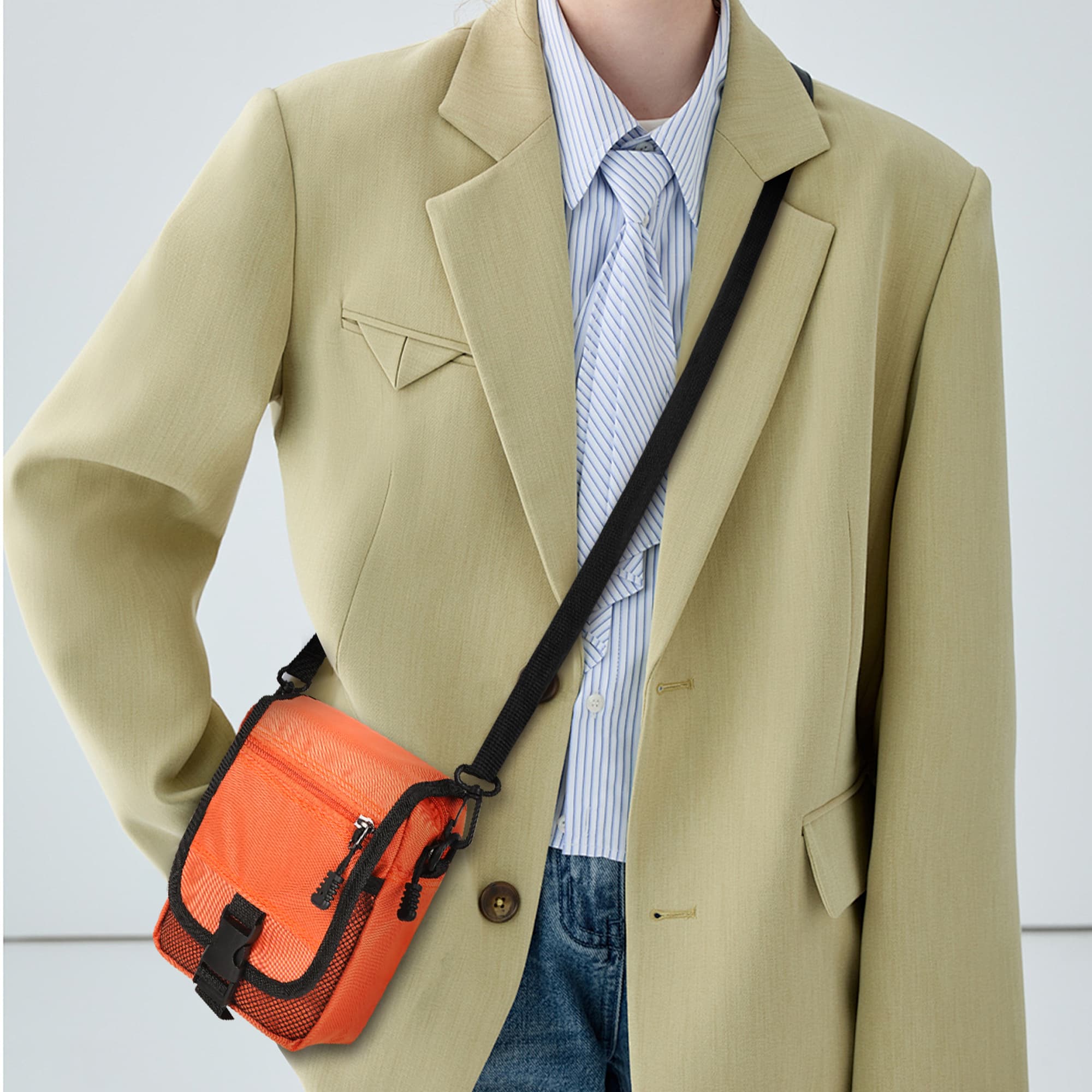 ReignSword Mini Crossbody Bags for Men Women, Small Messenger Bag Shoulder Pouch, Adjustable Crossbody Sling Bag Purse for Travel Sports (Orange) - 5