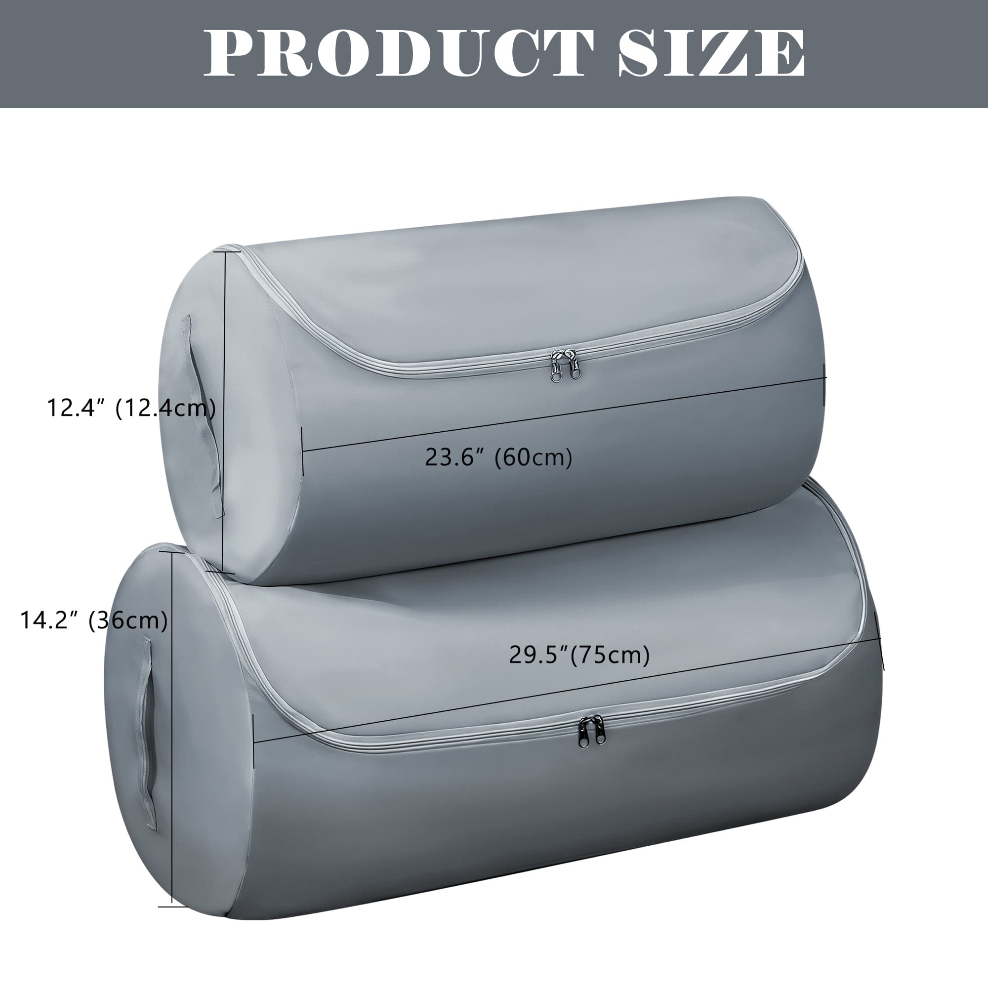 ReignSword 2 Pcs Large Capacity Storage Bag, Waterproof Bedding Organizer Bag with Zipper and Handle, Portable Container for Closet Comforter (Grey) - 3