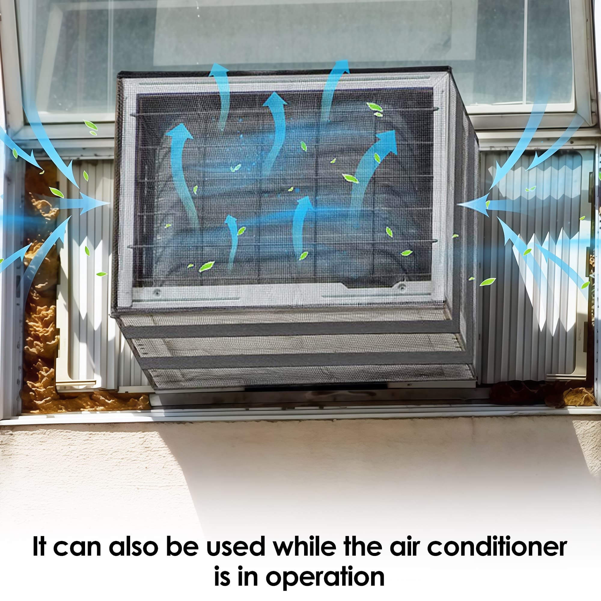 ReignSword Outside Mesh Window Air Conditioner Cover, Window Ac Unit Cover to Protect Against Leaves, Weeds and Debris (25.5''W x 16.9''D x 21.2''H) - 2