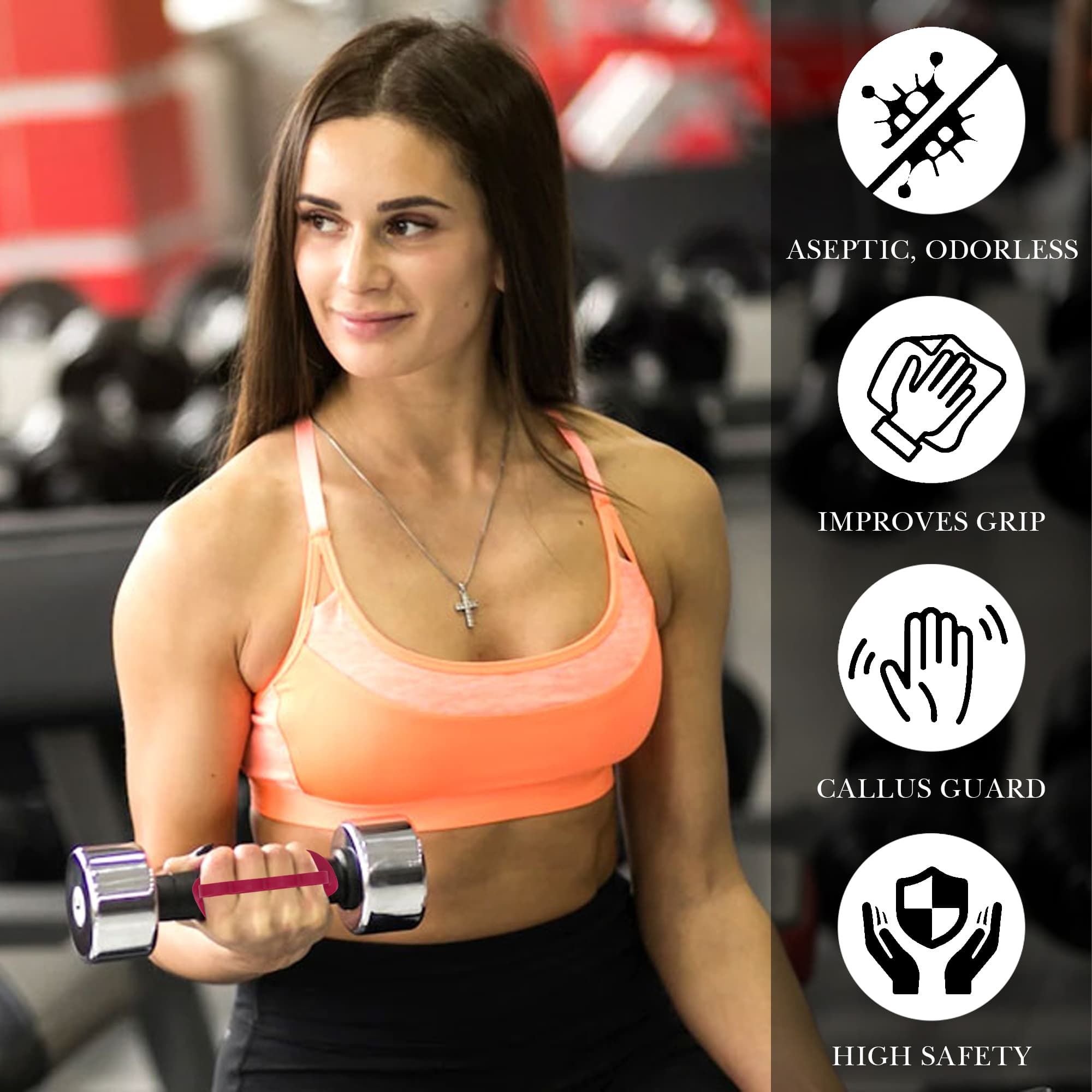 ReignSword Weight Lifting Grips for Men Women, Anti-Slip Gym Grips Protection Gloves for Weight Lifting, Dumbbell, Deadlift, Pull-Ups and Gym Training (Red) - 2