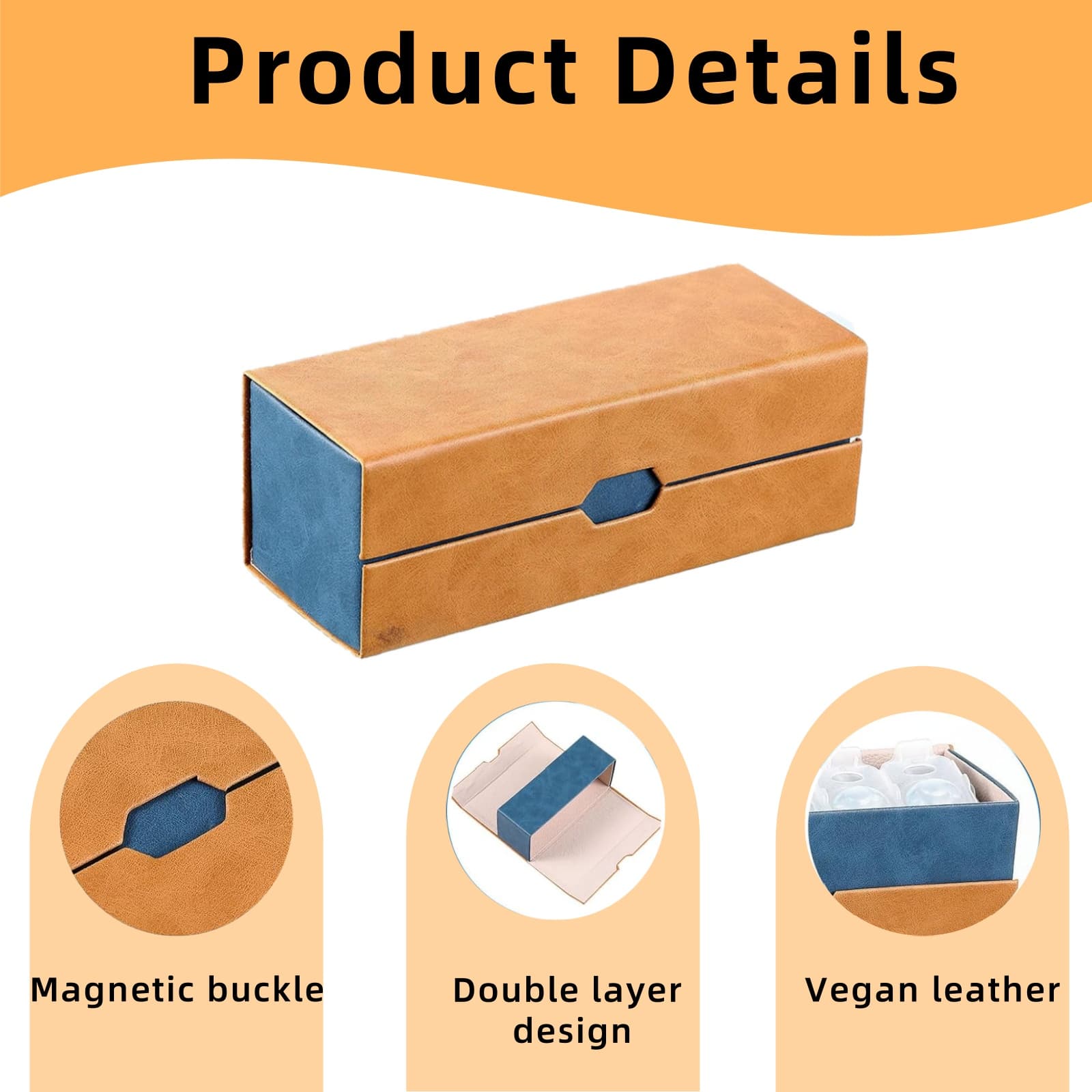 ReignSword 2 in 1 Contact Lens Case and Glasses Case, Double Sided Portable Contact Lenses Travel Cases, Sunglasses Holder for Men & Women, Contacts Lens Box Fit 30 Lenses (Brown) - 2