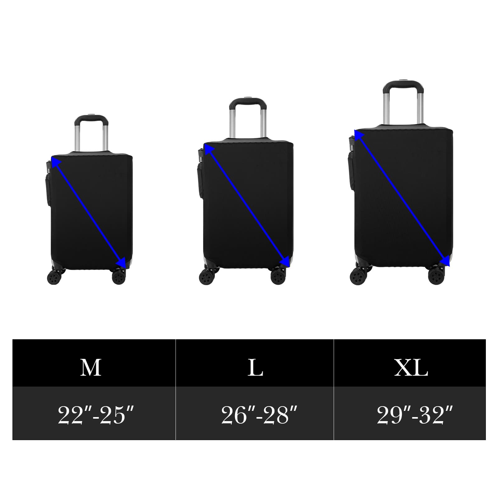 ReignSword Travel Luggage Cover Suitcase Protector Fit 29-32 Inch Luggage, Washable Luggage Covers with Side Pocket for Suitcase Tsa Approved (Black, XL) - 1