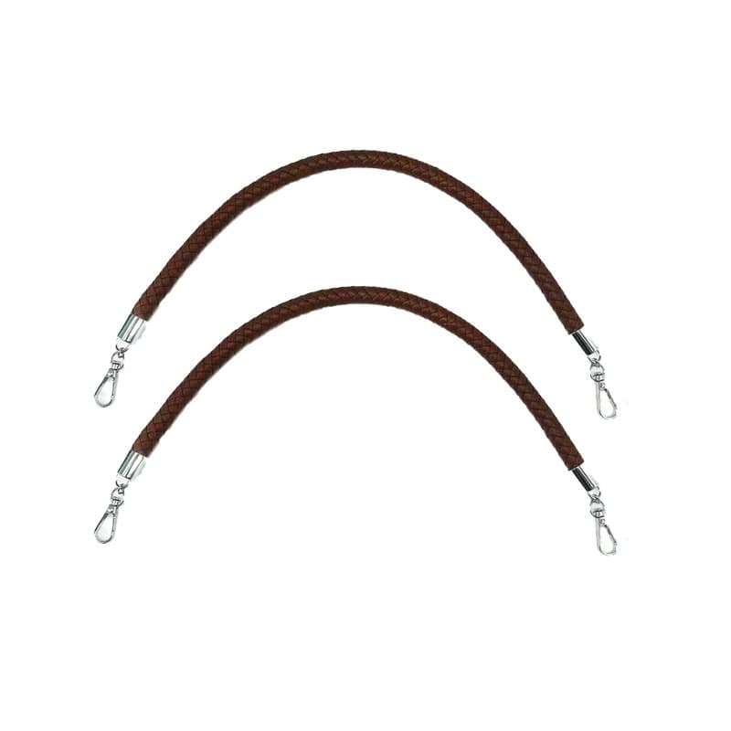 ReignSword Vegan Leather Purse Strap, 2 Pcs Vegan Leather Braided Purse Replacement Handle for Women's Shoulder Bag, Handbag Handles (Dark brown, Sliver Hook) - 6