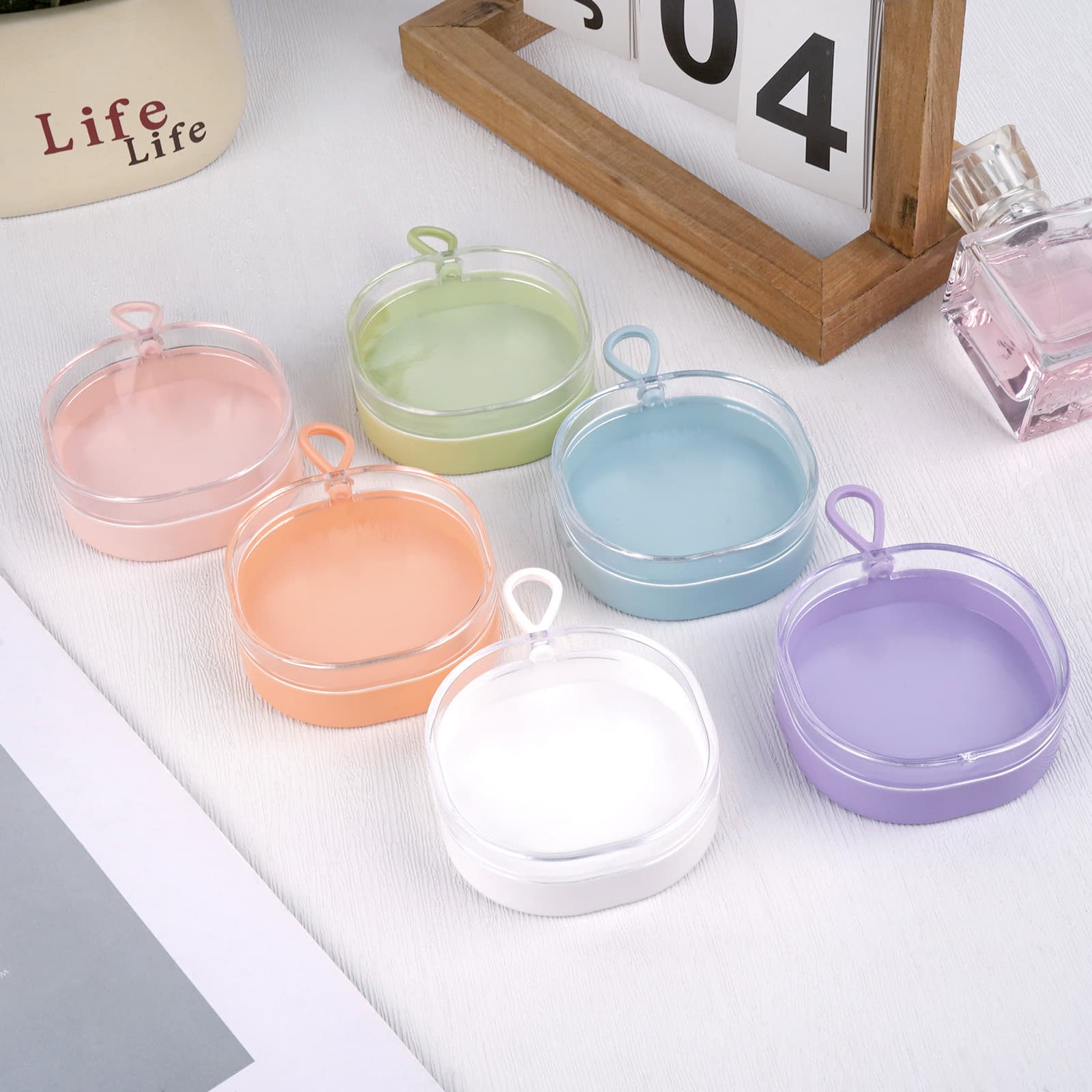 ReignSword Powder Puff Case, 6 Pcs Round Makeup Puff Protective Container, Beauty Powder Puff Carrying Case, Powder Puff Cases Only, Powder Puff is not included - 4