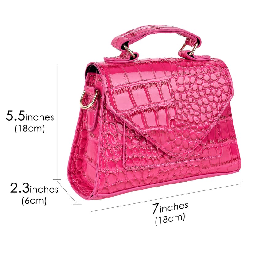 ReignSword Small Crossbody Bags for Women, Vegan Leather Crocodile Pattern Mini Purse, Trendy Clutch Top Handle Shoulder Handbag (Not Compatible with Phone) (Red)