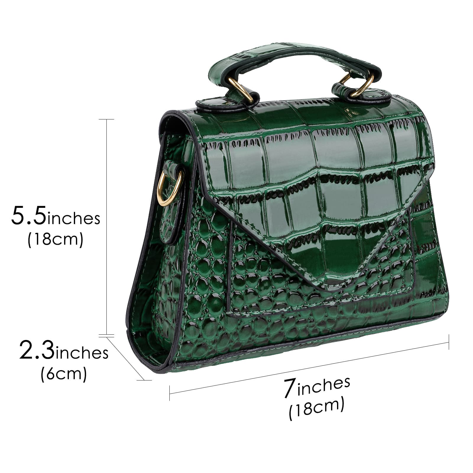 ReignSword Small Crossbody Bags for Women, Vegan Leather Crocodile Pattern Mini Purse, Trendy Clutch Top Handle Shoulder Handbag (Not Compatible with Phone) (Green) - 3