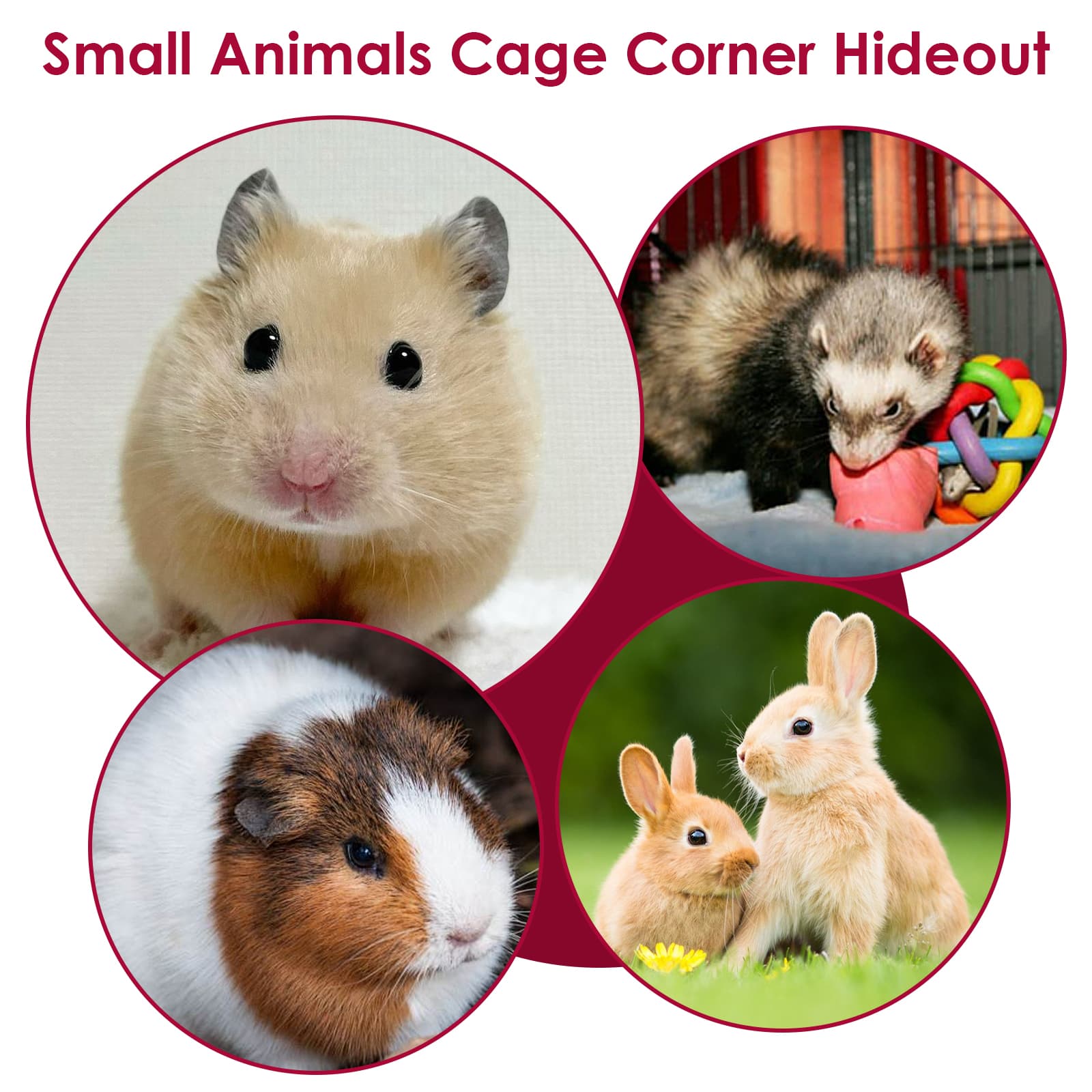 ReignSword Forest Cage Corner Hideout, Pets Corner Hideout for Guinea Pigs, Rabbits, Ferrets, Chinchillas, Gerbils, Hedgehogs (Pink) - 4