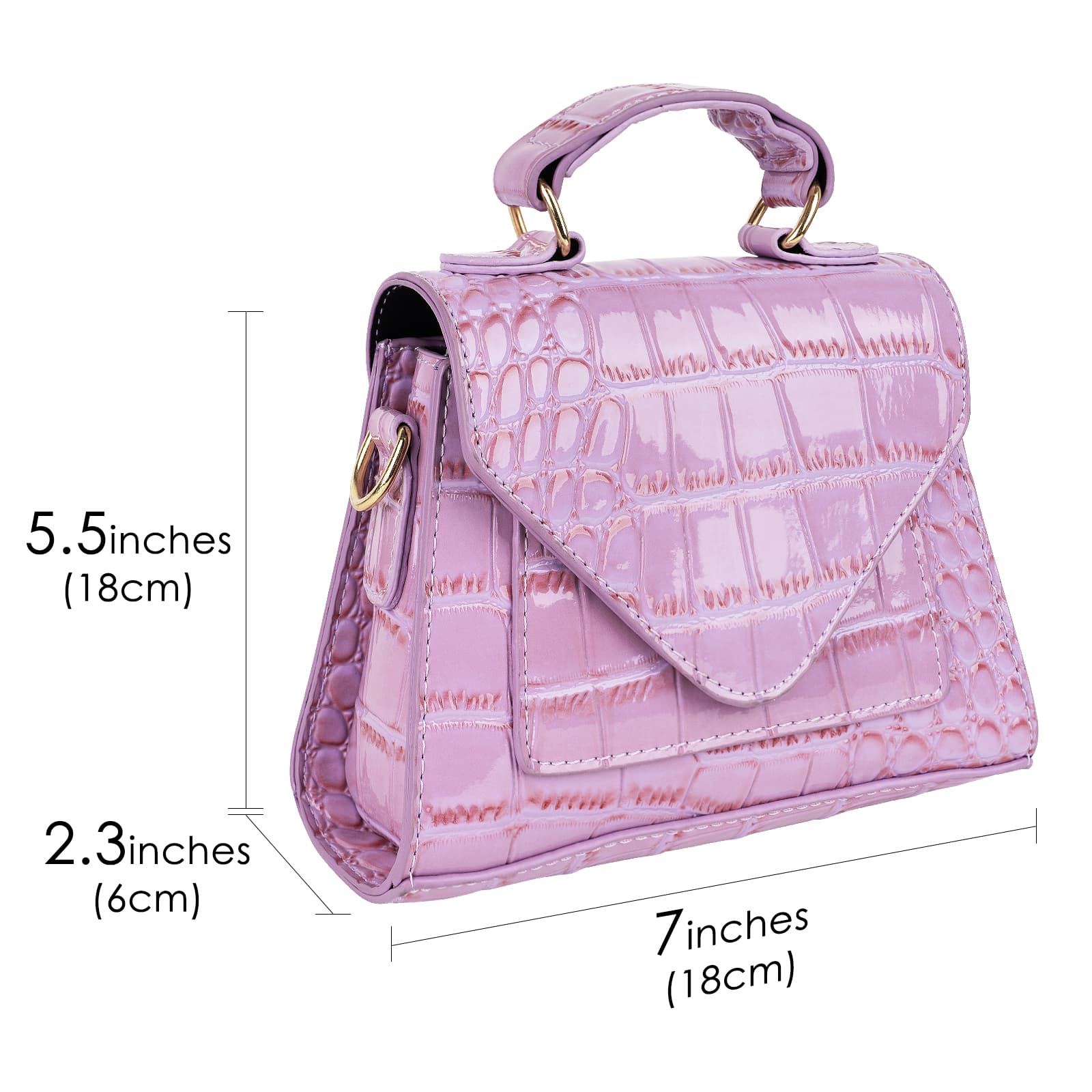 ReignSword Small Crossbody Bags for Women, Vegan Leather Crocodile Pattern Mini Purse, Trendy Clutch Top Handle Shoulder Handbag (Not Compatible with Phone) (Purple) - 3