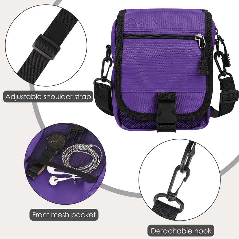 ReignSword Mini Crossbody Bags for Men Women, Small Messenger Bag Shoulder Pouch, Adjustable Crossbody Sling Bag Purse for Travel Sports (Purple)