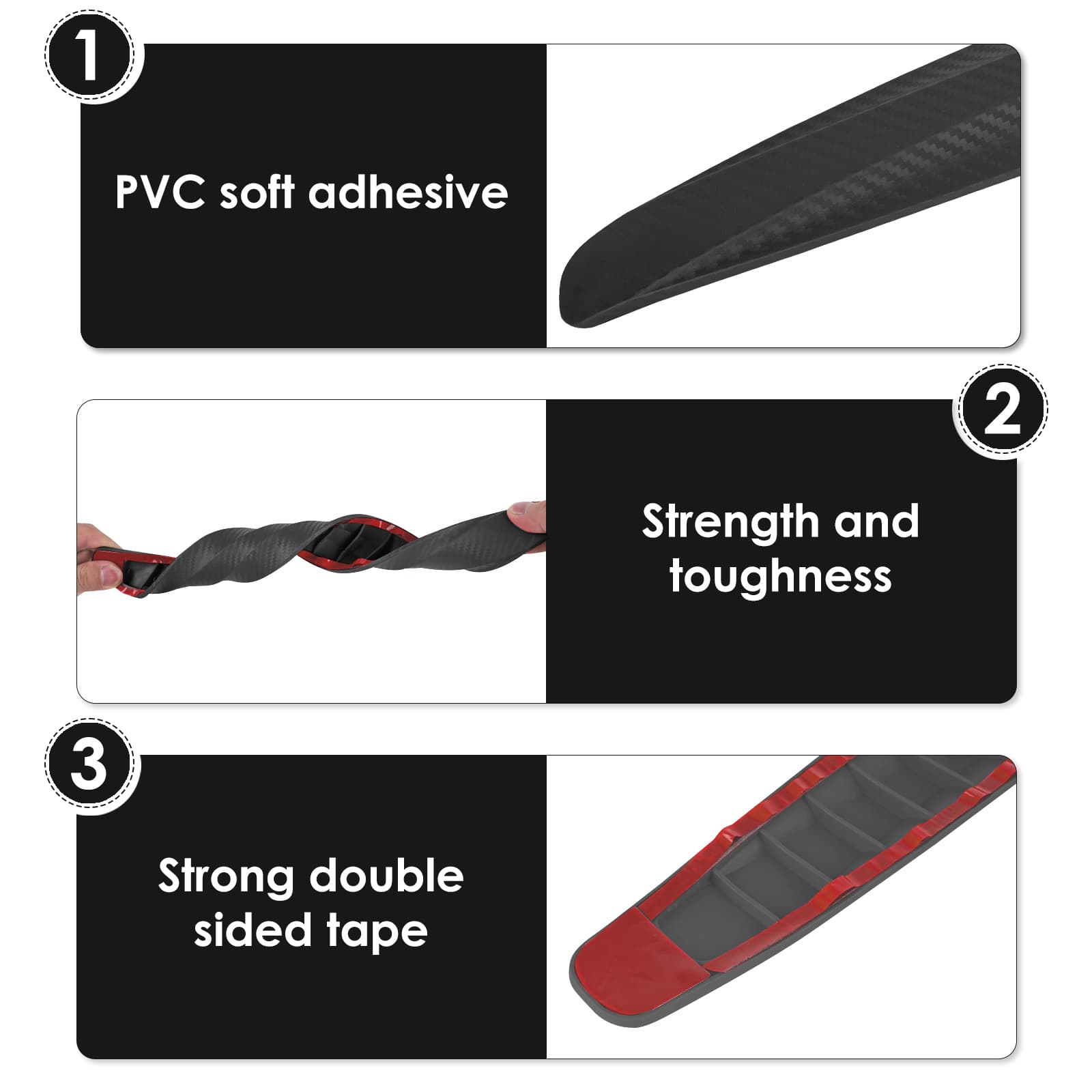 ReignSword 4 Pack Black Bumper Guard Strip, Anti-Collision Patch Car Bumper Guard Strip, Universal Exterior Car Accessories - 2
