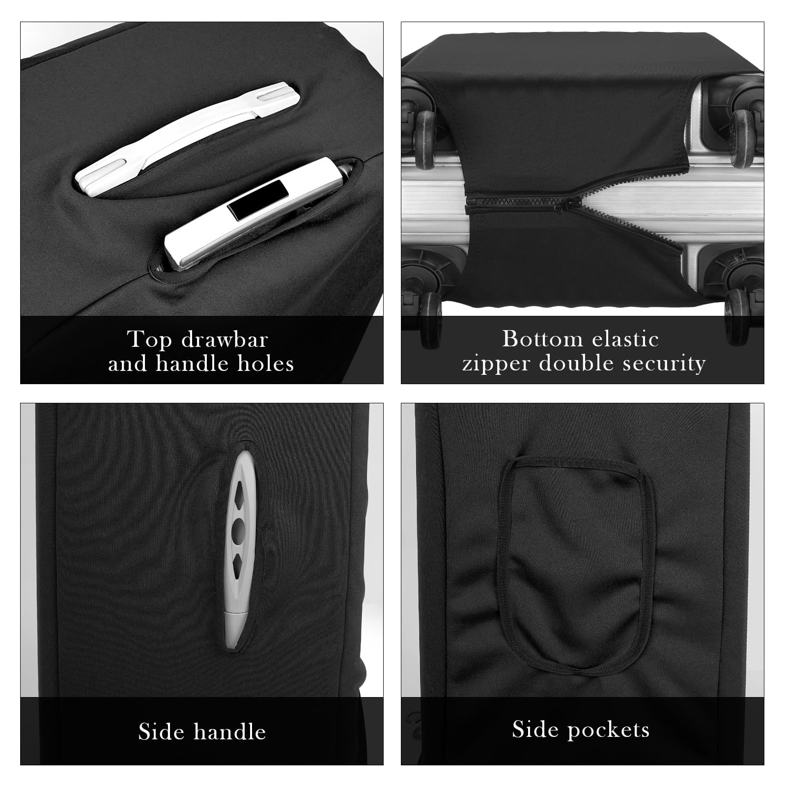 ReignSword Travel Luggage Cover Suitcase Protector Fit 29-32 Inch Luggage, Washable Luggage Covers with Side Pocket for Suitcase Tsa Approved (Black, XL) - 2