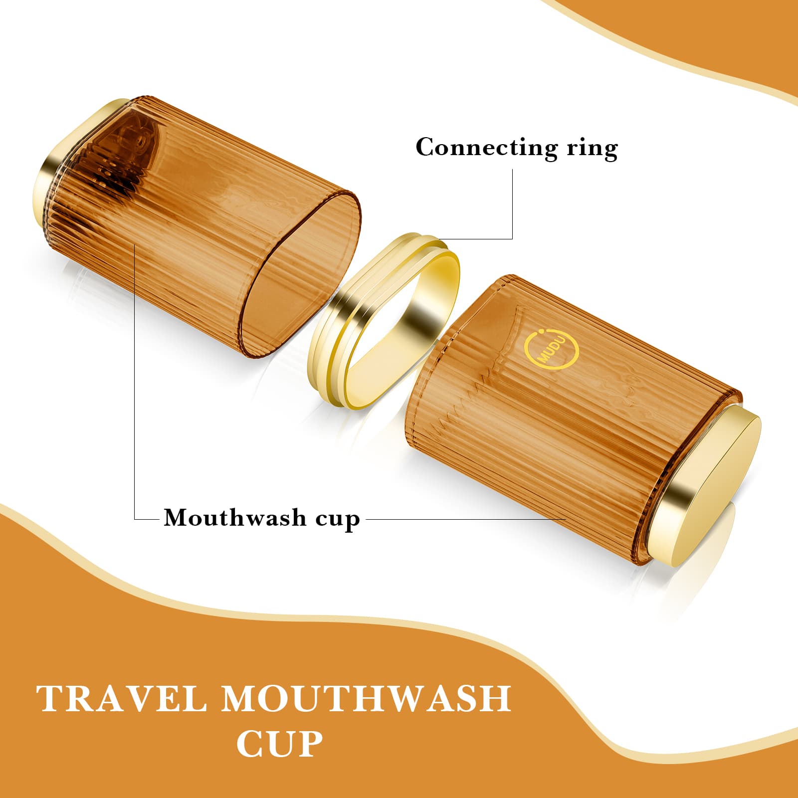 ReignSword Travel Toothbrush Cup Holder, 2 in 1 Portable Toothbrush Case with Cover, Toothbrush Cup Case for Bathroom, Camping, School, Home (Orange) - 2