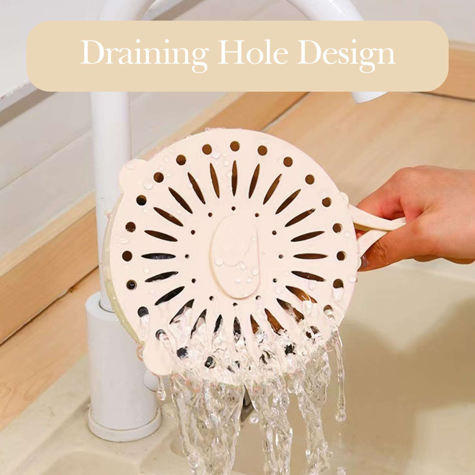 ReignSword Multipurpose Drain Basket with Lid, 2 in 1 Draining and Preservation Basket, Fruit Drainer Container with Fine Holes and Handle for Refrigerator, Kitchen Sink (White) - 3