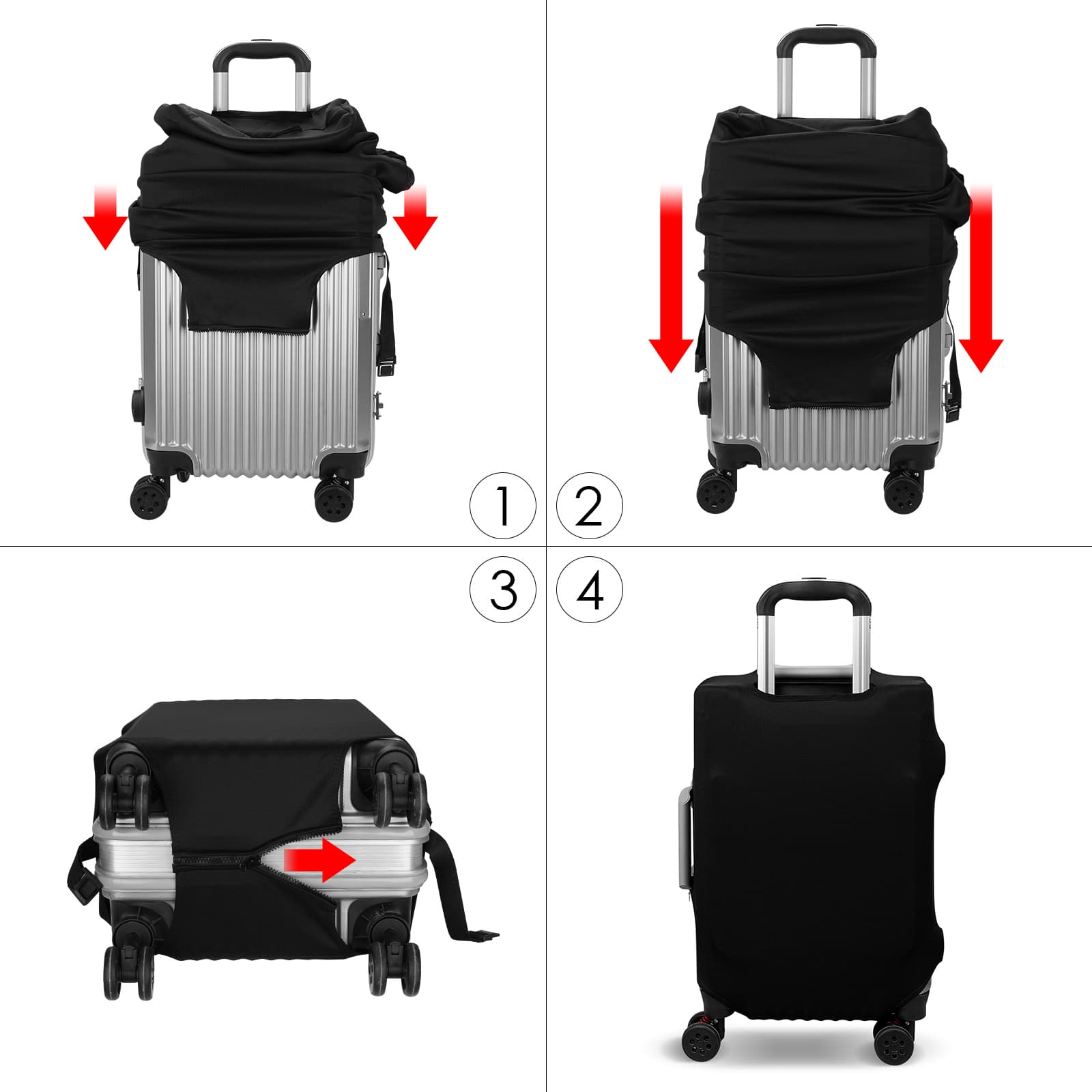 ReignSword Travel Luggage Cover Suitcase Protector Fit 29-32 Inch Luggage, Washable Luggage Covers with Side Pocket for Suitcase Tsa Approved (Black, XL) - 4
