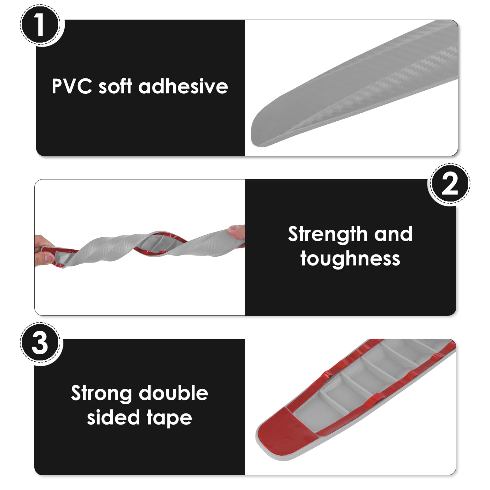 ReignSword 4 Pack Grey Bumper Guard Strip, Anti-Collision Patch Car Bumper Guard Strip, Universal Exterior Car Accessories - 2