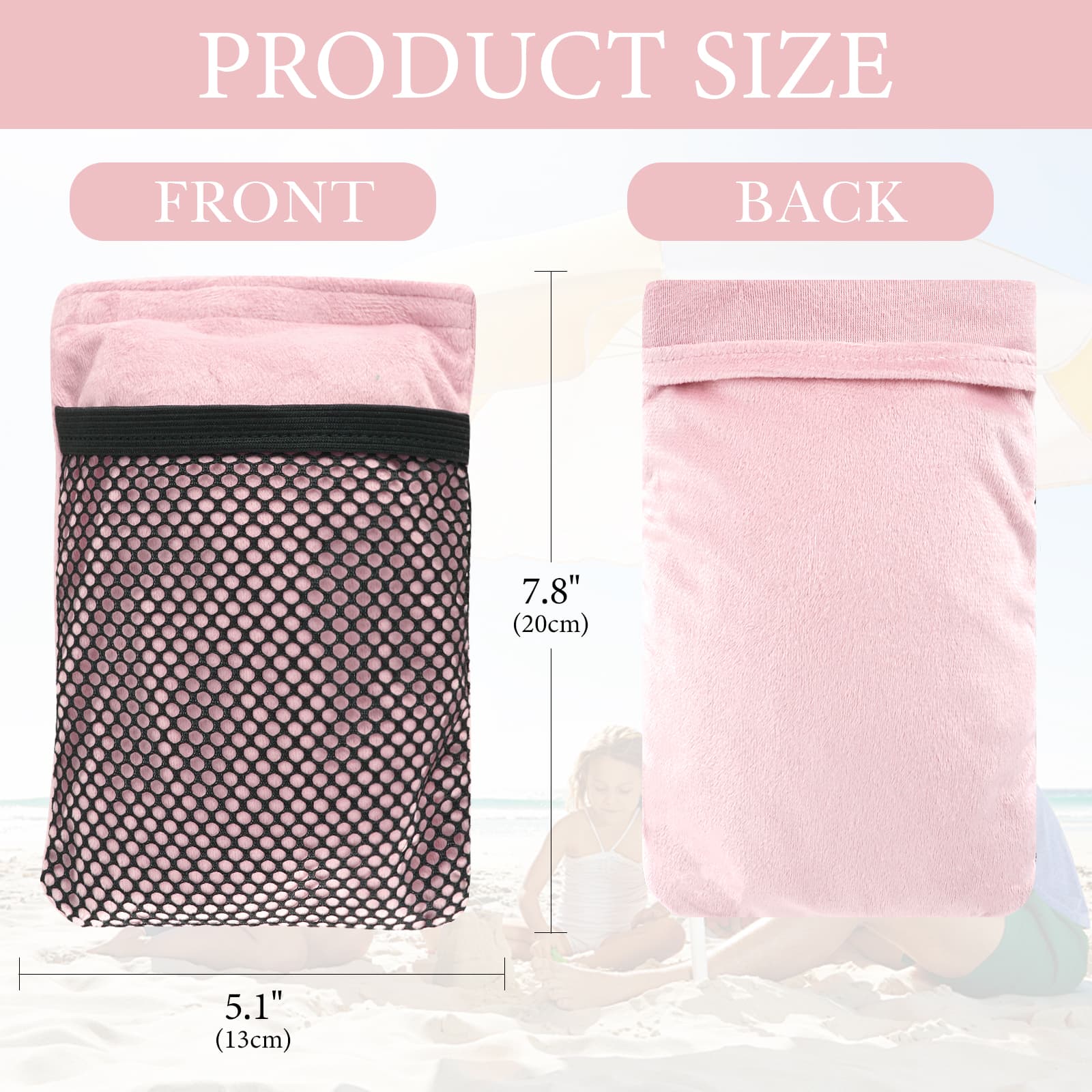 ReignSword  2 Pack Sand Remover for Beach, Sand Removal Bags, Skin-Friendly Sand Off Bags, Beach Vacation Camping Accessories Essentials (Pink) - 1