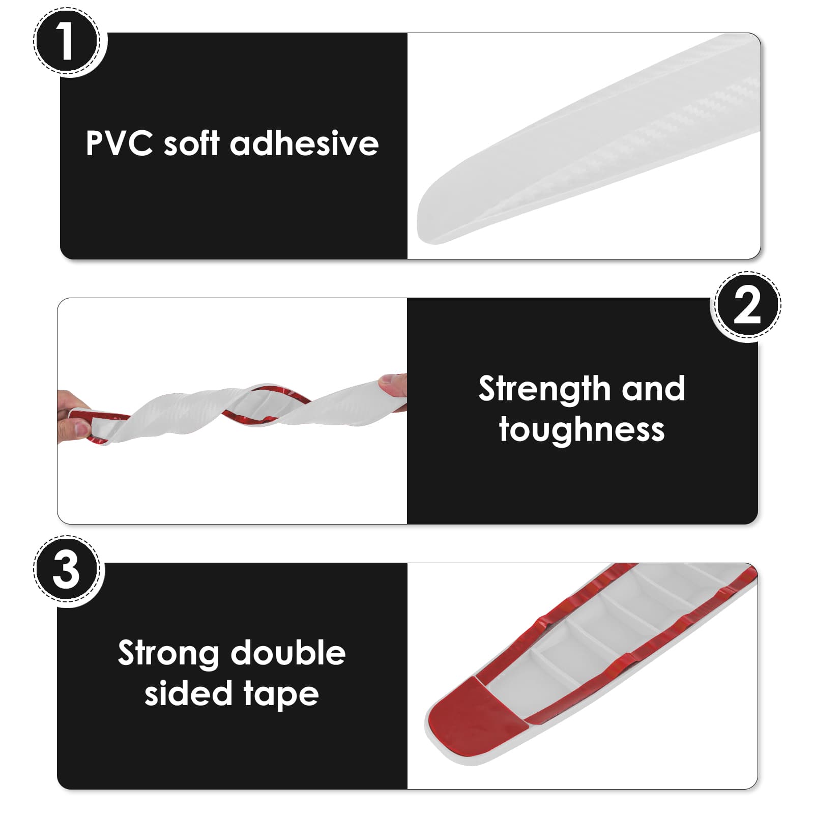 ReignSword 4 Pack White Bumper Guard Strip, Anti-Collision Patch Car Bumper Guard Strip, Universal Exterior Car Accessories - 2