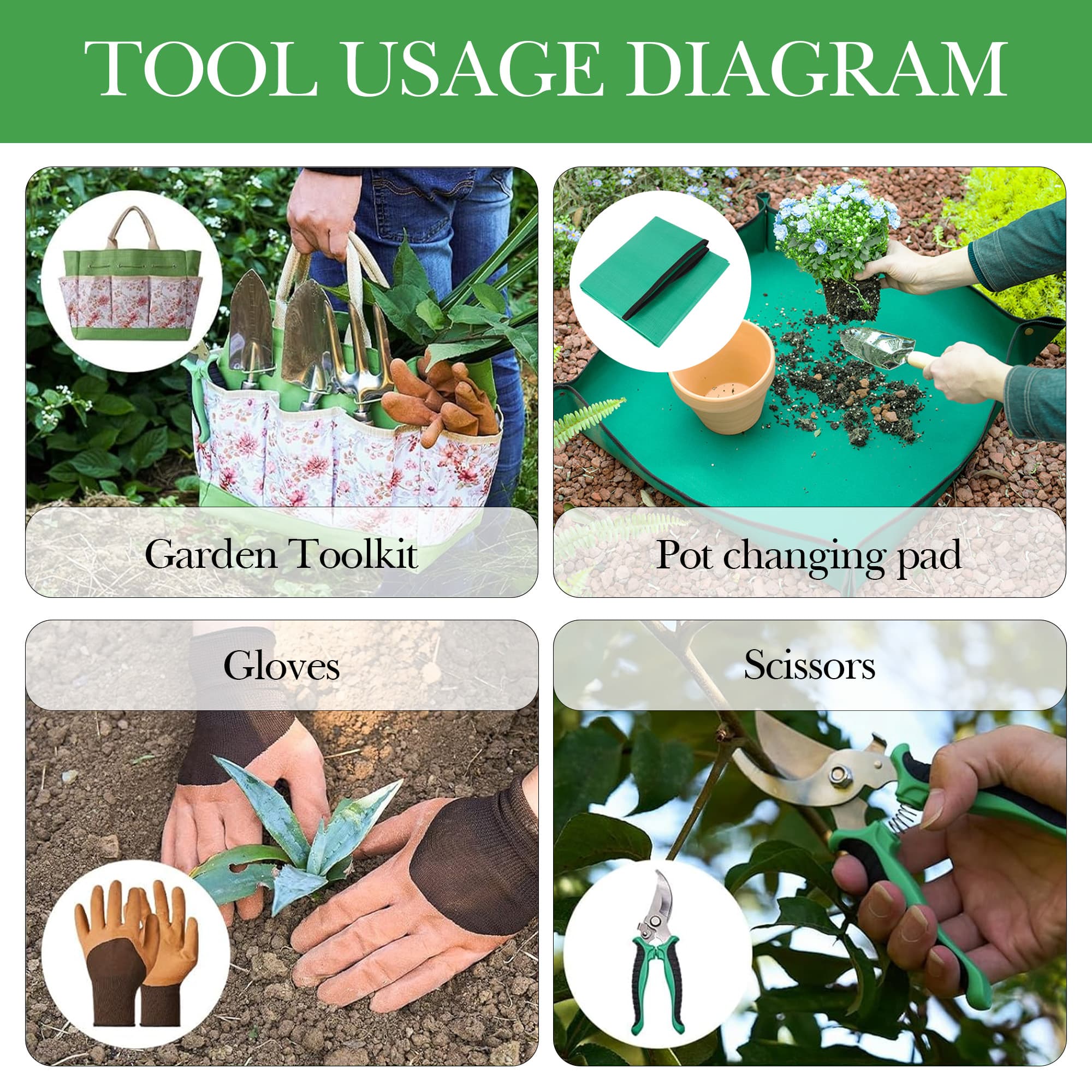 ReignSword Gardening Tools Set, 9 Piece Set Heavy Duty Gardening Hand Tools with Storage Bag, Repotting Mat and Greeting Card, Ideal Gifts for Women & Men - 5