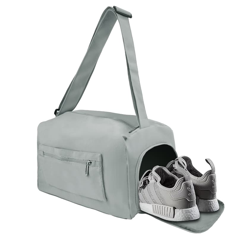 ReignSword Gym Bag with Shoes Compartment, Waterproof Travel Sports Duffle Bag, Weekender Overnight Carry on Duffel Bag for Women (Grey)