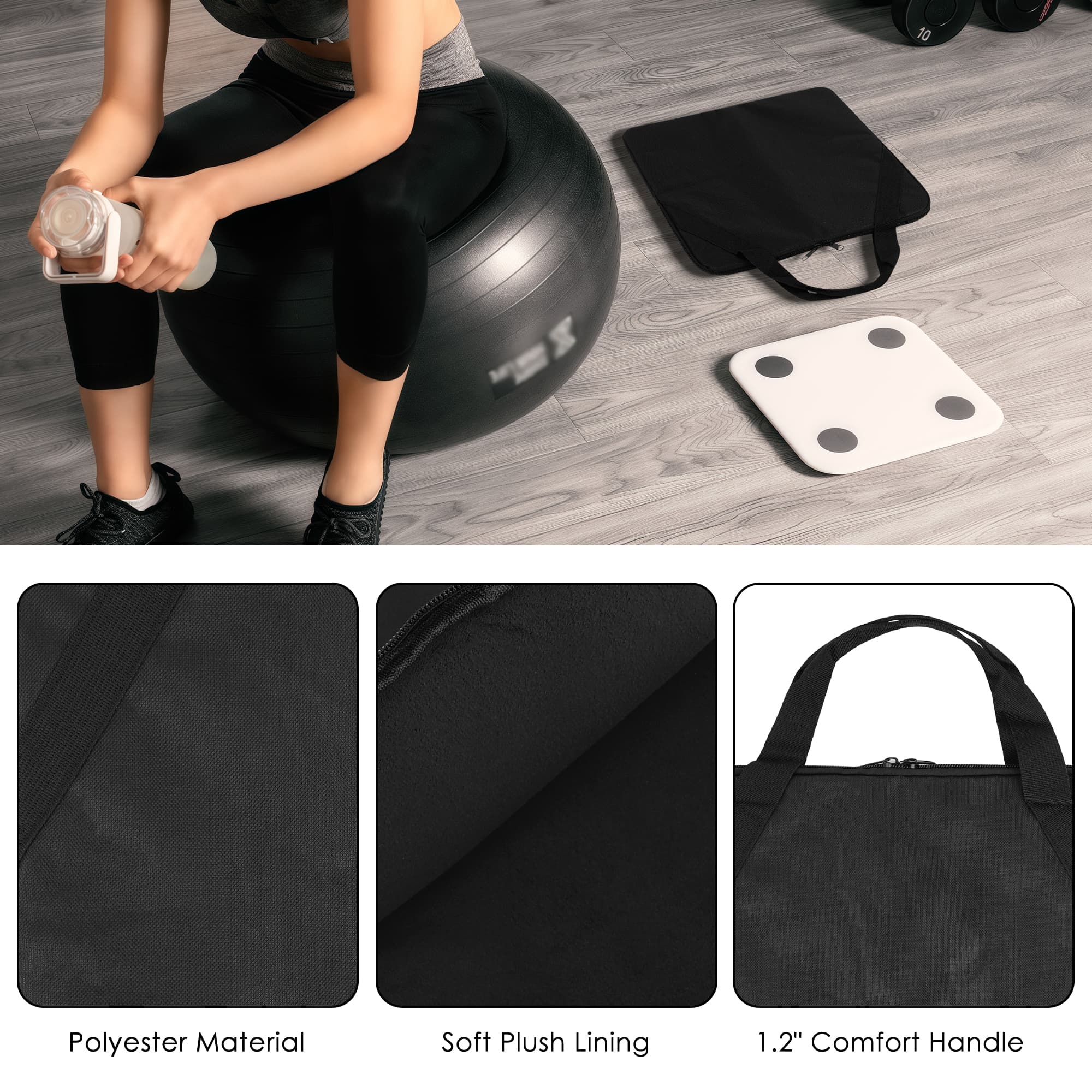 ReignSword Carrying Bag for Body Scale, Compatible with INEVIFIT Bathroom Scale, Travel Storage Case for Digital Bathroom and Smart Scales, 13.5 x 13.5 Inch Protective Pouch (Black) - 3