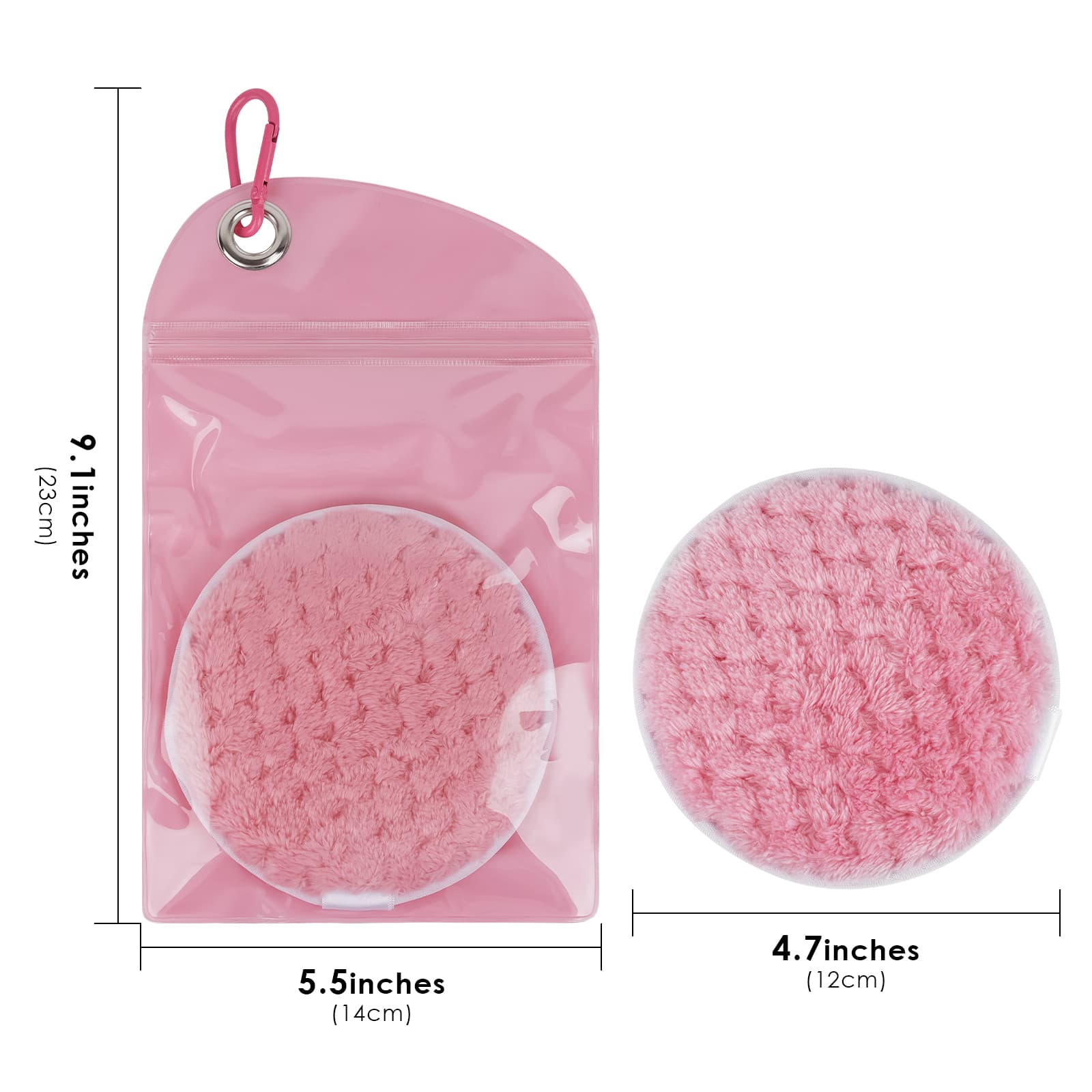 ReignSword Sand Remover for Beach, Reusable Sand Wipe Off Mitts with Carabiner, Talc-Free Sand Off Bags for Beach Vacation Camping Essentials (Pink) - 2