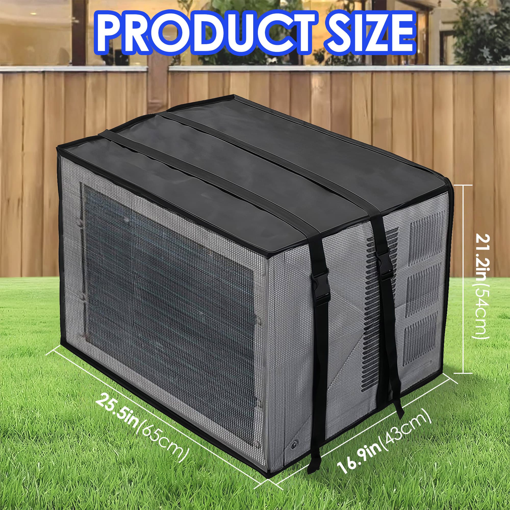 ReignSword Outside Mesh Window Air Conditioner Cover, Window Ac Unit Cover to Protect Against Leaves, Weeds and Debris (25.5''W x 16.9''D x 21.2''H) - 3
