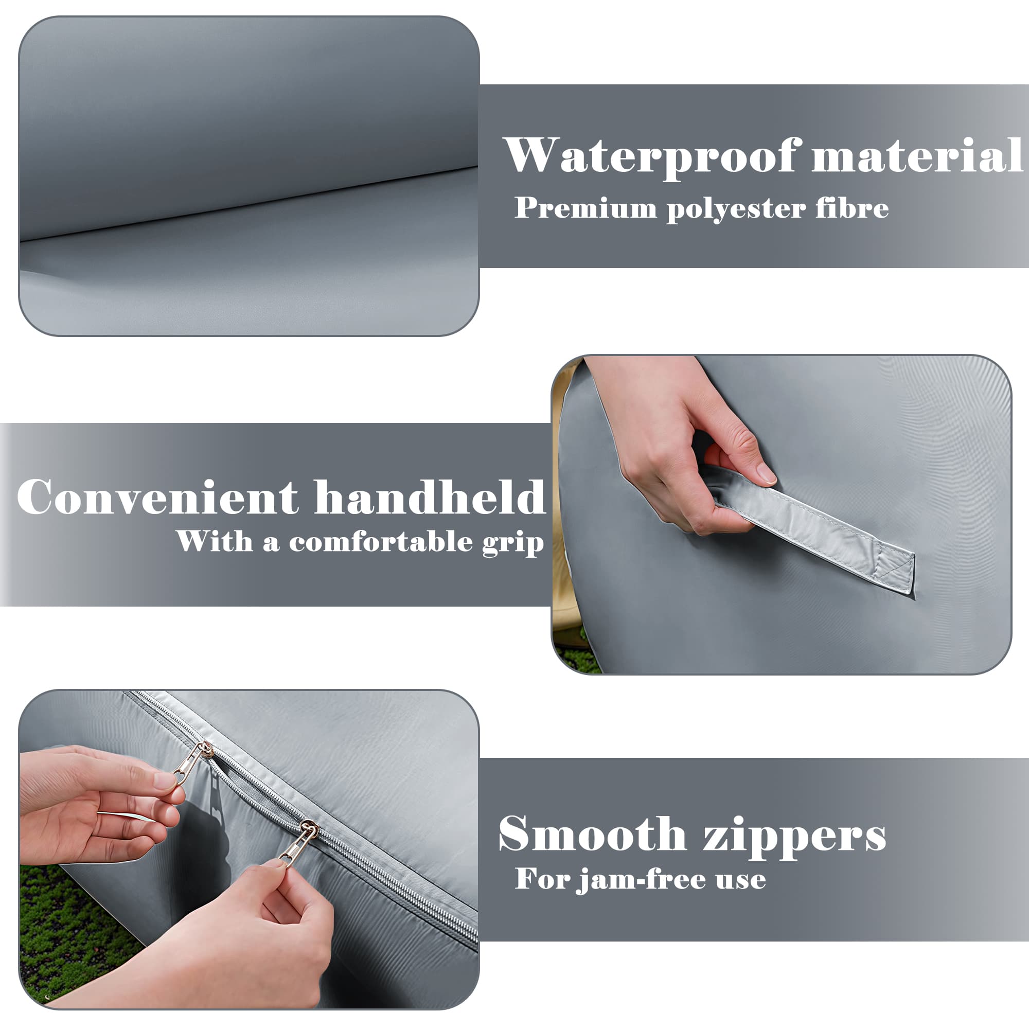 ReignSword 2 Pcs Large Capacity Storage Bag, Waterproof Bedding Organizer Bag with Zipper and Handle, Portable Container for Closet Comforter (Grey) - 4