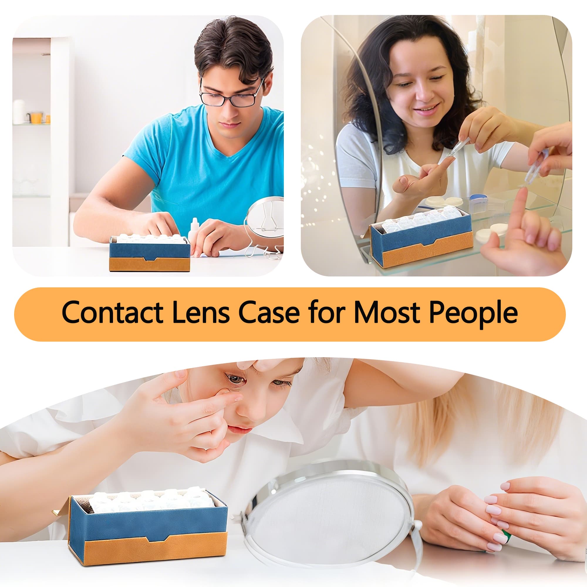 ReignSword 2 in 1 Contact Lens Case and Glasses Case, Double Sided Portable Contact Lenses Travel Cases, Sunglasses Holder for Men & Women, Contacts Lens Box Fit 30 Lenses (Brown) - 5