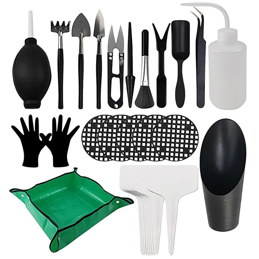 ReignSword 30 Pcs Gardening Tools Set, Handhold Transplanting Succulent Tools Kits, Multifunction Bonsai Tools Included Various Parts, Fits Succulent, Potted Plants Transplant