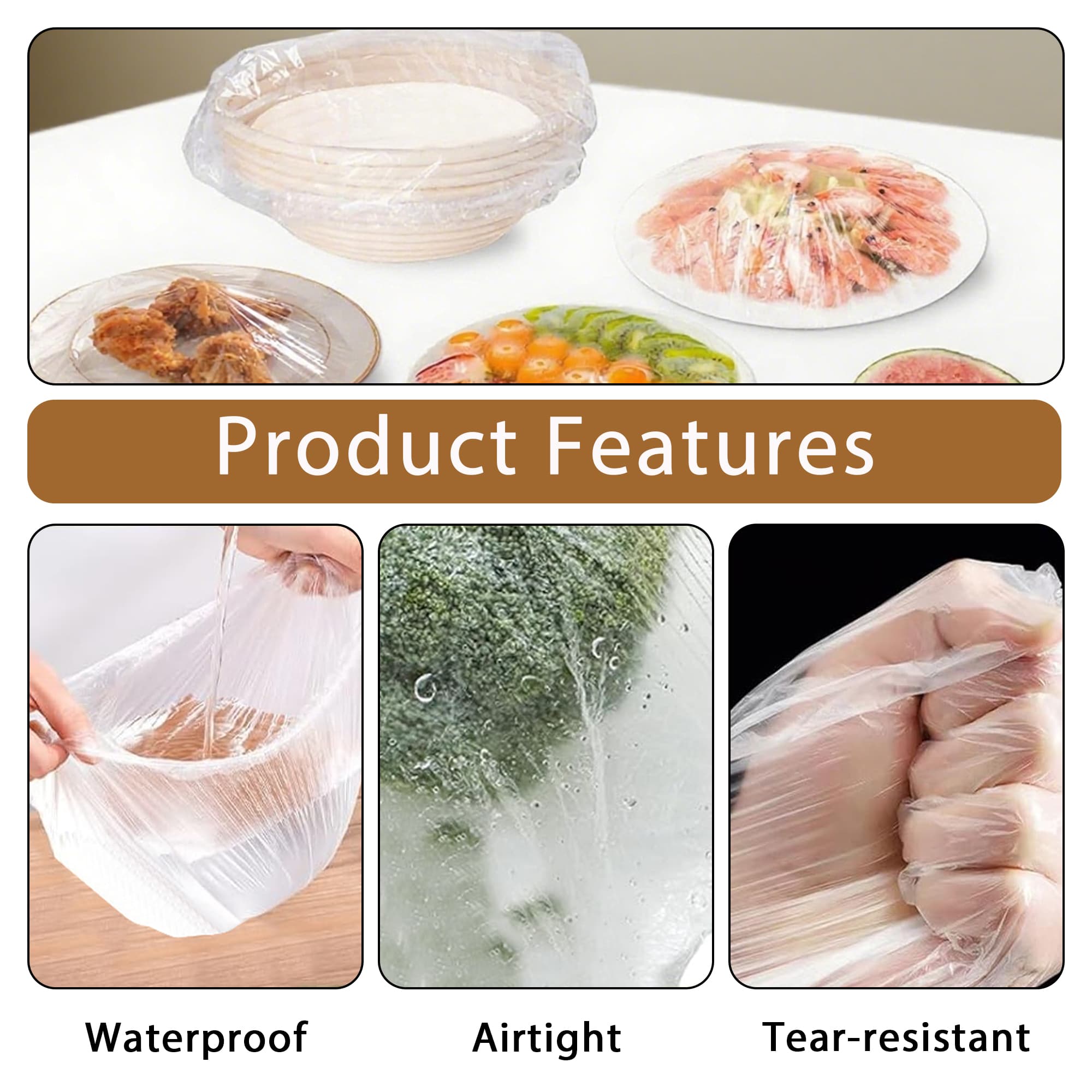 ReignSword 200 Pcs Disposable Banneton Bread Proofing Basket Liner, Non Stick Dough Bowl Cover, Elastic Plastic Food Wraps for Rising Sourdough Supplies and Freshness Preservation - 2