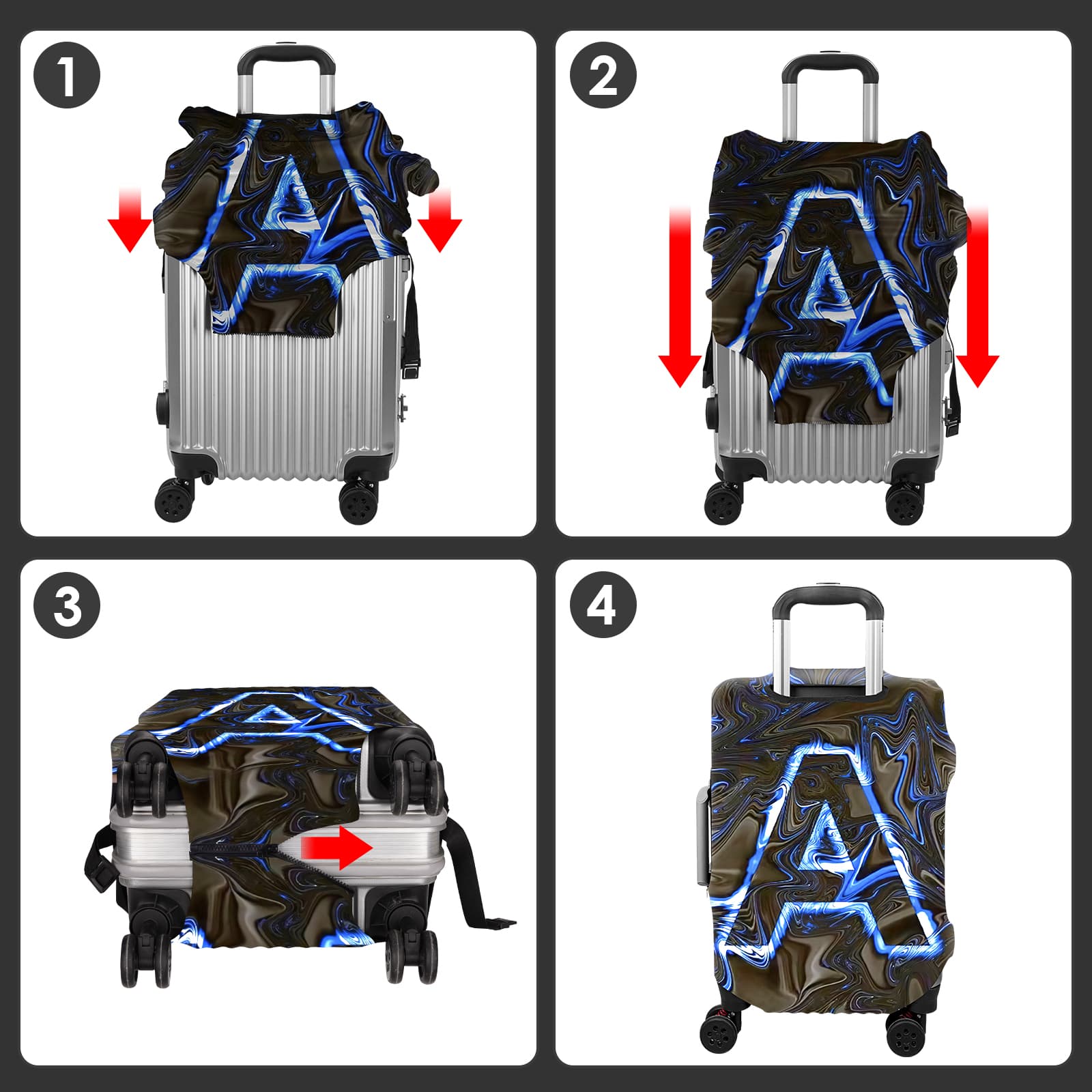 ReignSword Luggage Covers for Suitcase Tsa Approved, Travel Suitcase Cover Protector Fits 29-32 Inch Luggage, Washable Baggage Covers (XL, Personality Cyber ​​9) - 4