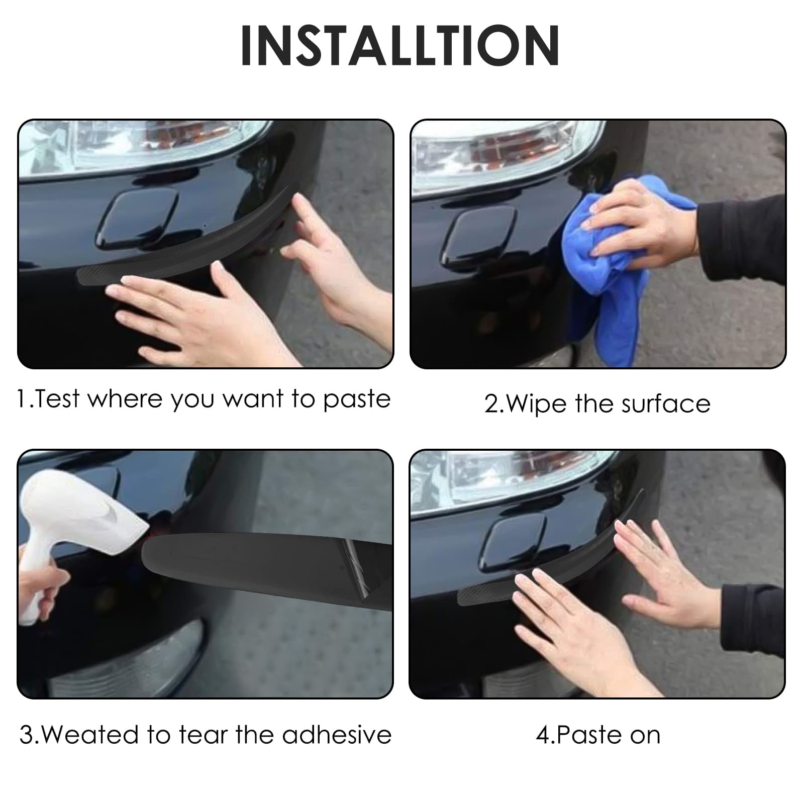 ReignSword 4 Pcs Car Corner Bumper Guard Strip, Anti-Scratch Protector Trim Strips, Universal for Cars SUV Pickup Truck (Black) - 4