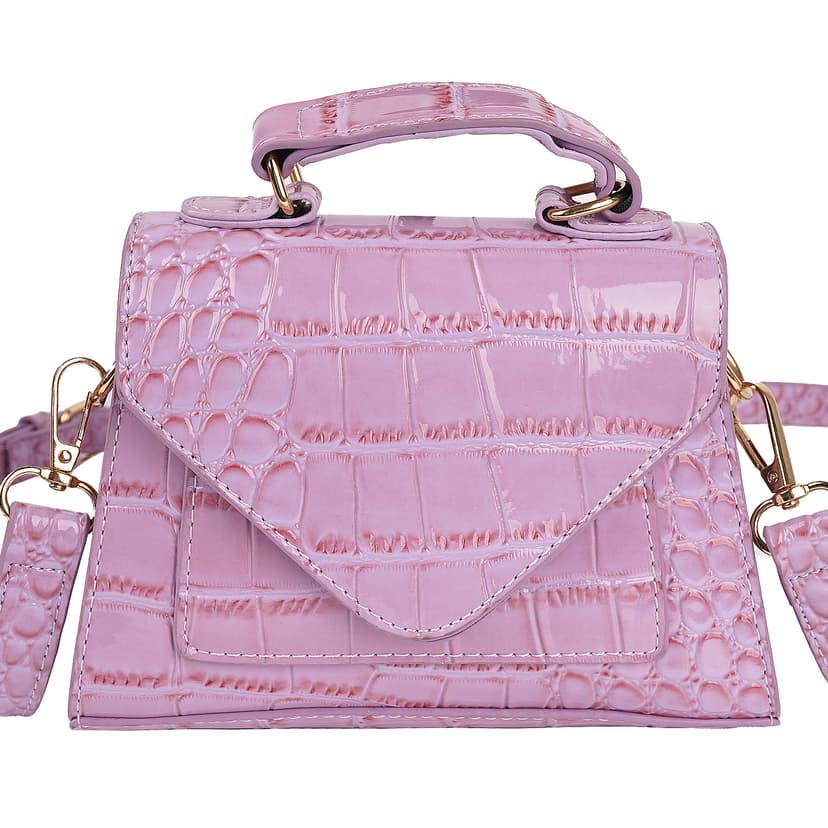 ReignSword Small Crossbody Bags for Women, Vegan Leather Crocodile Pattern Mini Purse, Trendy Clutch Top Handle Shoulder Handbag (Not Compatible with Phone) (Purple)