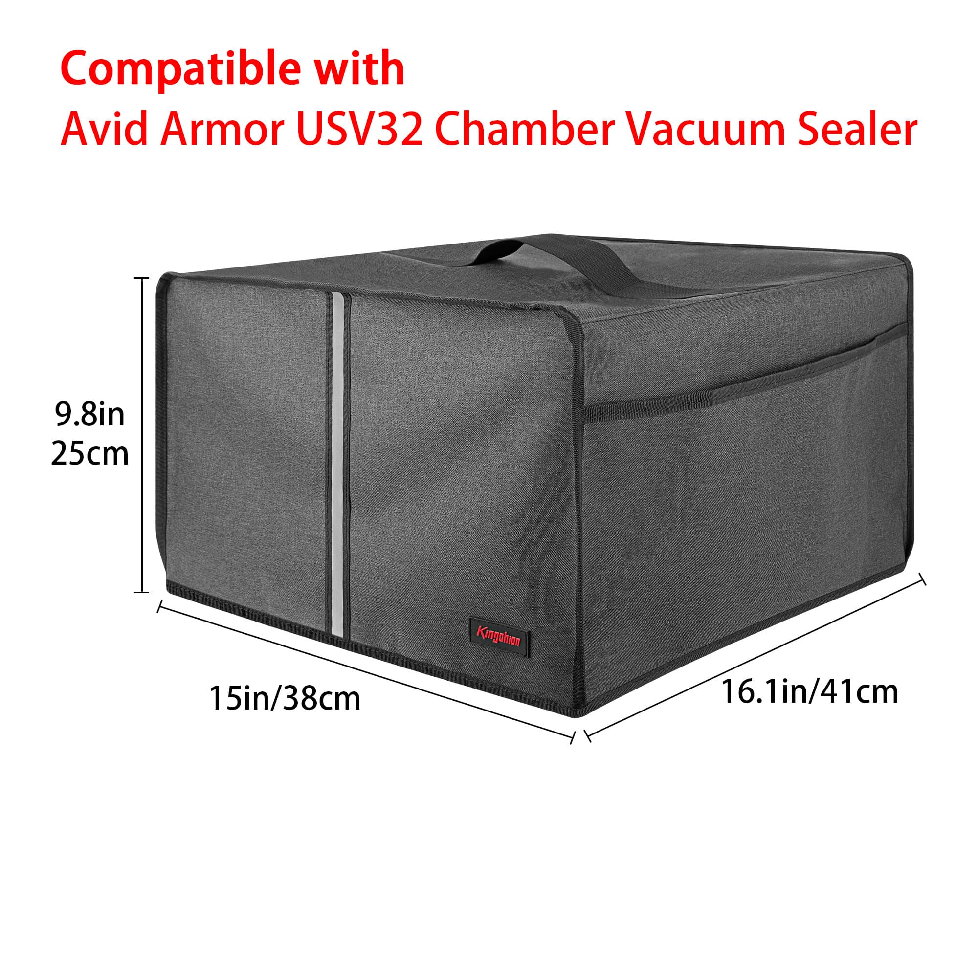 Kingshion Vacuum Sealer Dust Cover with Lateral Pockets Compatible with USV32 Chamber Vacuum Sealer , 15 x 16.1 x 9.8 In -Dark Gray - 1