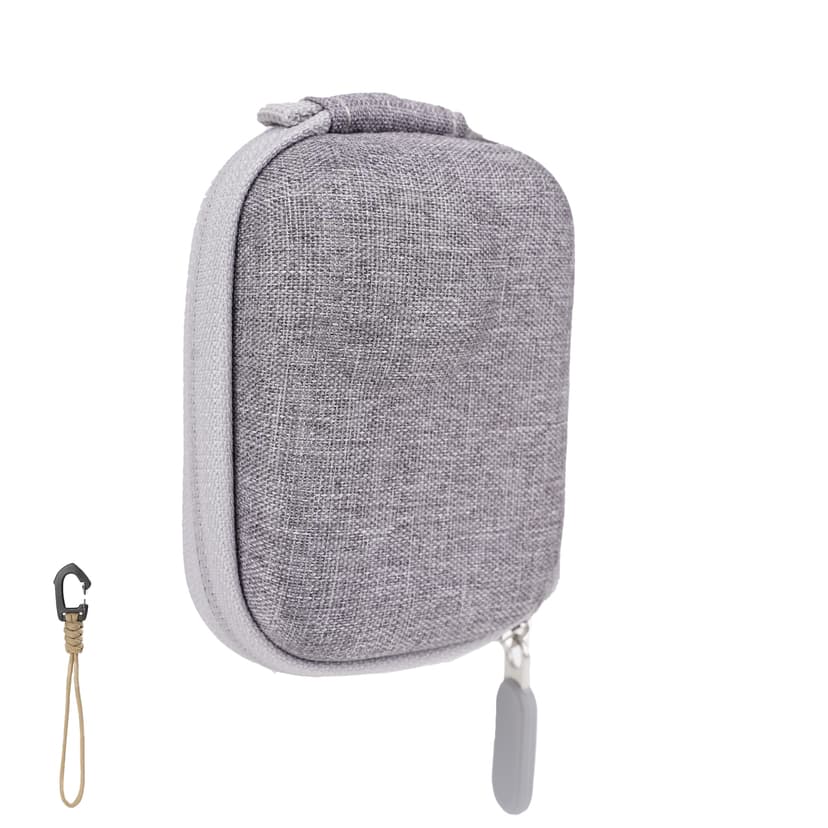 RidingRush 360 GO Ultra Carrying Case for Insta, Compact Semi-Hard Camera Pouch with Zipper & Carabiner for Travel and Outdoor Use, Grey