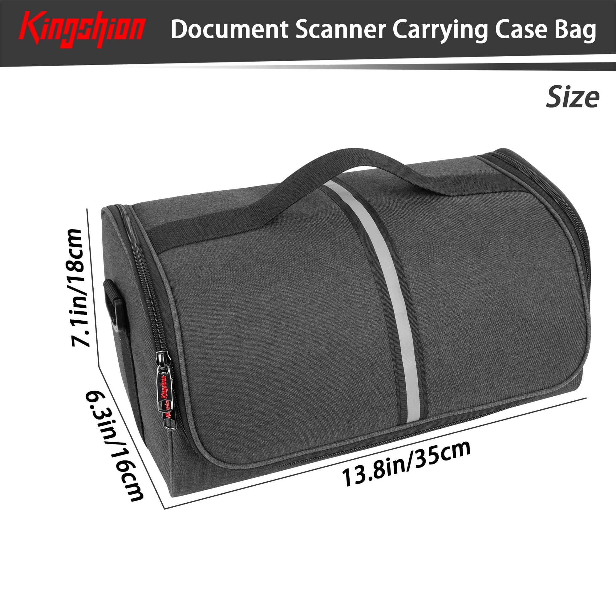 Kingshion Document Scanner Carrying Case Bag Compatible with Fujitsu iX1400, iX1500, iX1600, Fi series, Plustek, Brother and Raven Scanner Use - Dark Grey - 1