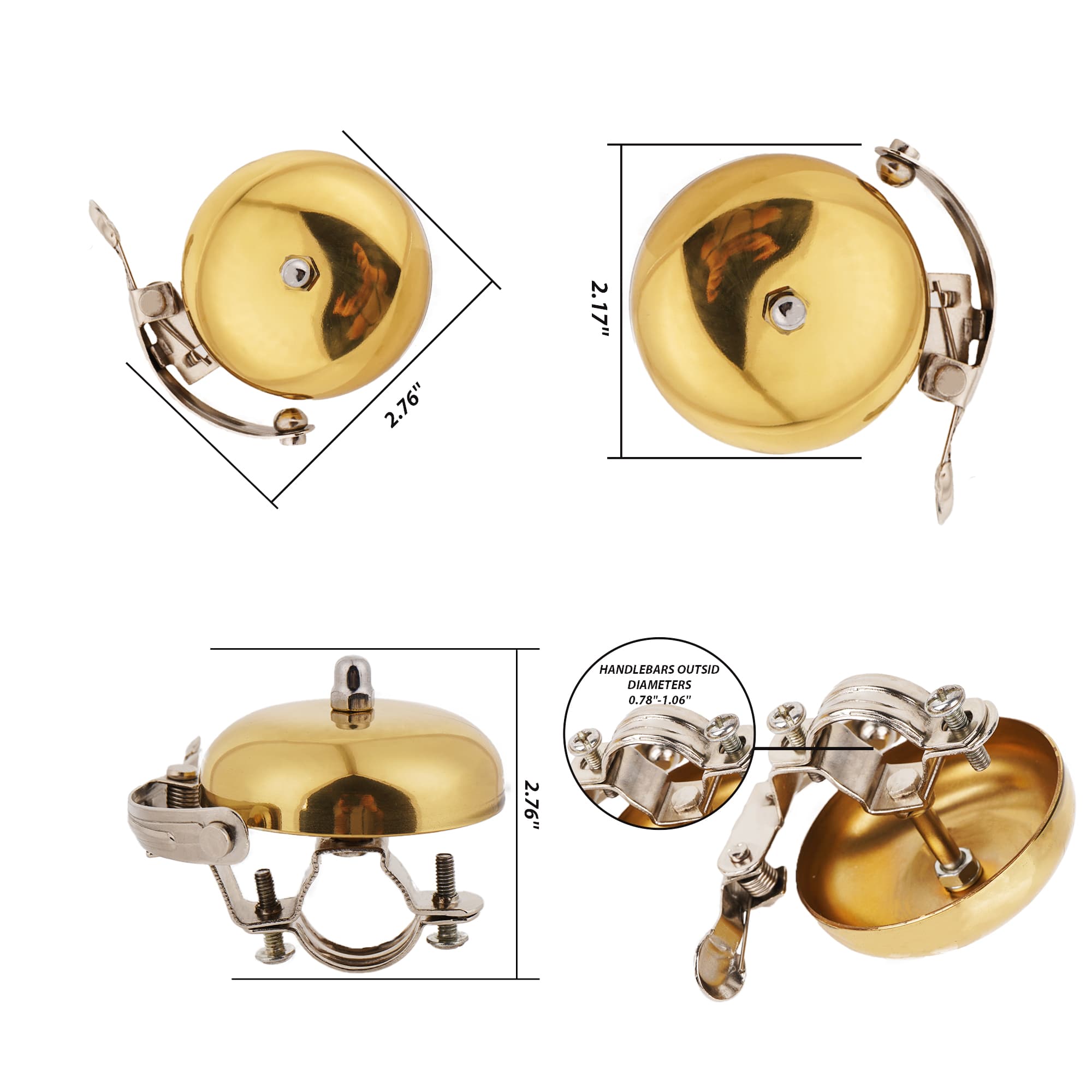 RidingRush Bicycle Bell for Adult Bikes, Brass Bike Bell Loud & Clear Sound Bicycle Bell for Adults & Kids Classic Design, Easy Installation Fits Mountain, Road, Folding Bikes and Scooters - 4
