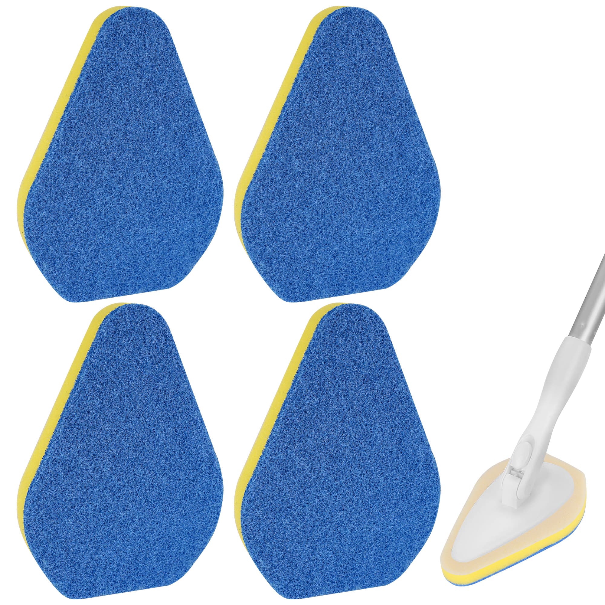 ReignSword 4 Pcs Shower Scrubber Refill Pads, Non-Scratch Replacement Heads Compatible with Qaestfy Scrub Brush, Tub Tile Bathroom Kitchen Cleaner (Blue) - 1