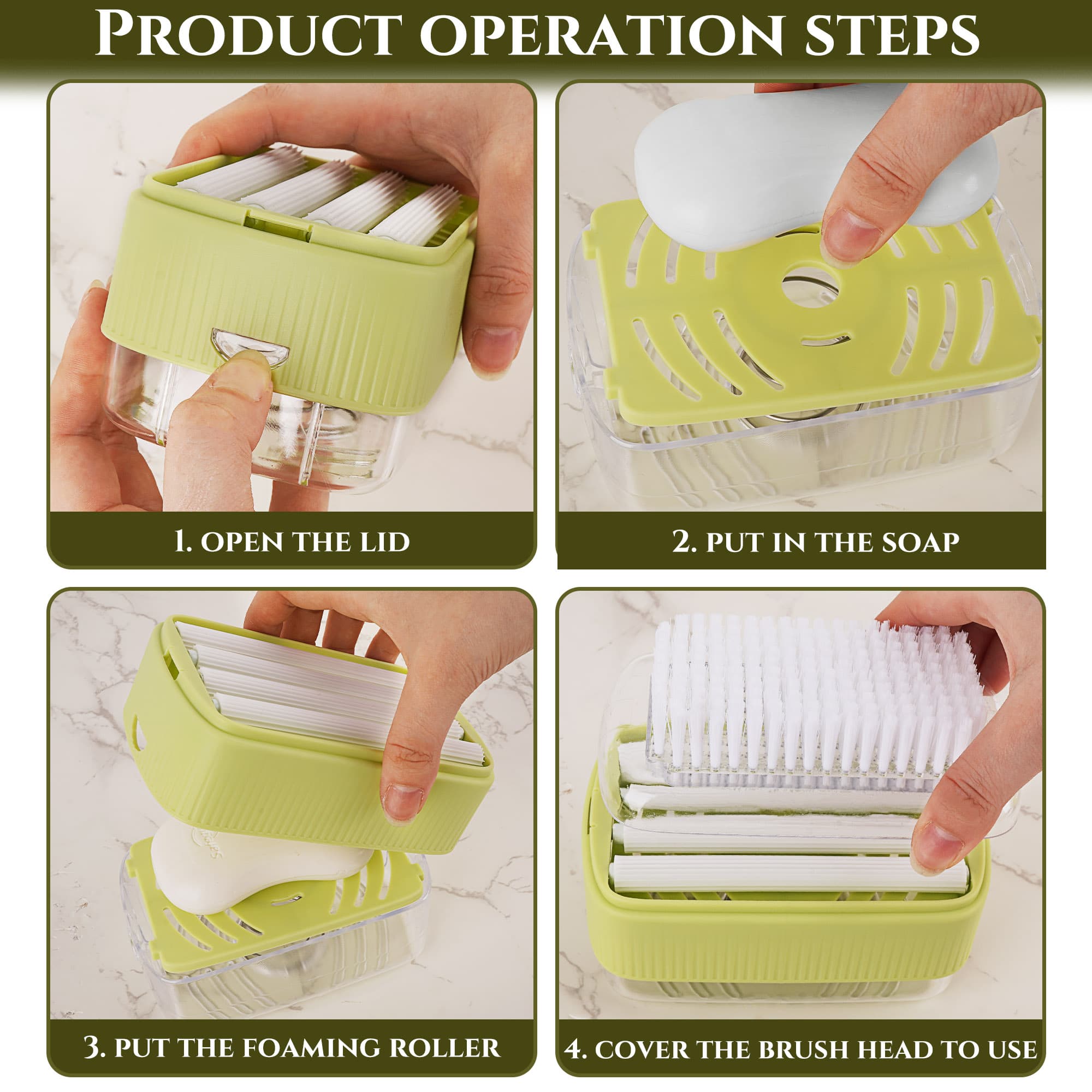 JANKOW Foaming Soap Box, Multifunctional Soap Boxs, Clothes Cleaning Brush Soaps Dispenser Foaming Box, Reusable Scrubbing Brush Soaps Organizatier for Home Laundry (Green) - 3