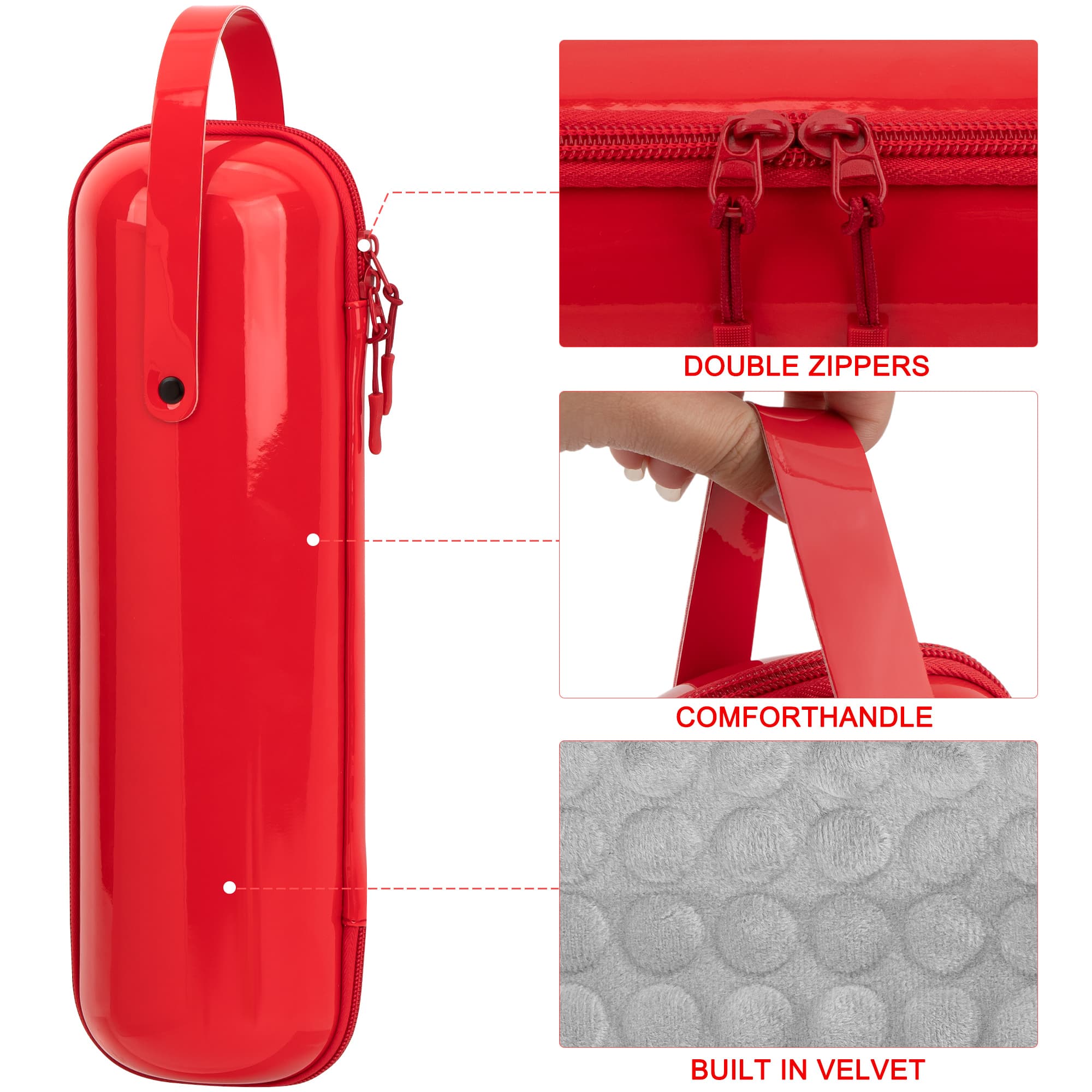 CAIRIAC Single Wine Gift Tote Bag, Hard Shell Protector Bags Champagne Bottle Gift Box Portable Wine Carrier for Travel, Picnic, Beach, BYOB Restaurant (Red) - 1