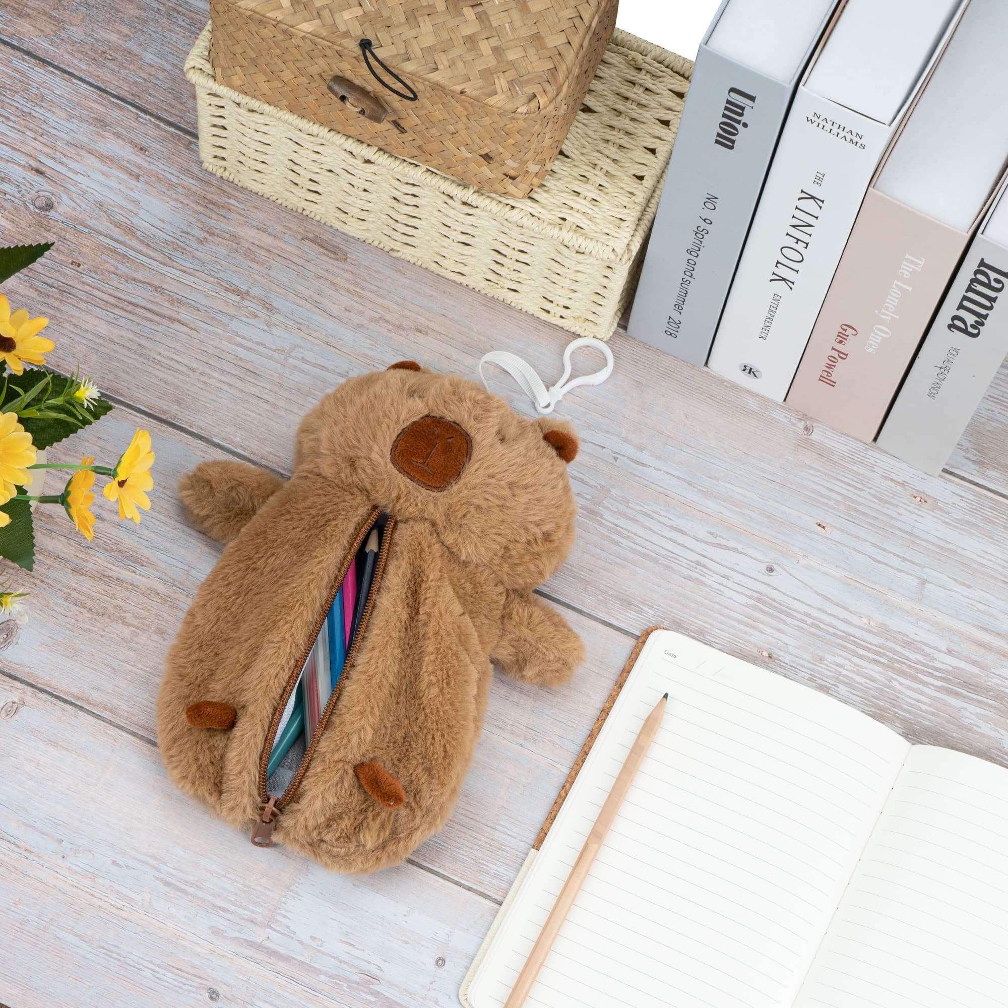 JANKINGS Funny Plush Capybara Pencil Case – Cute Plush Pouch for Pens Markers – Adorable Animal Zipper Stationery Bag for Office - 3