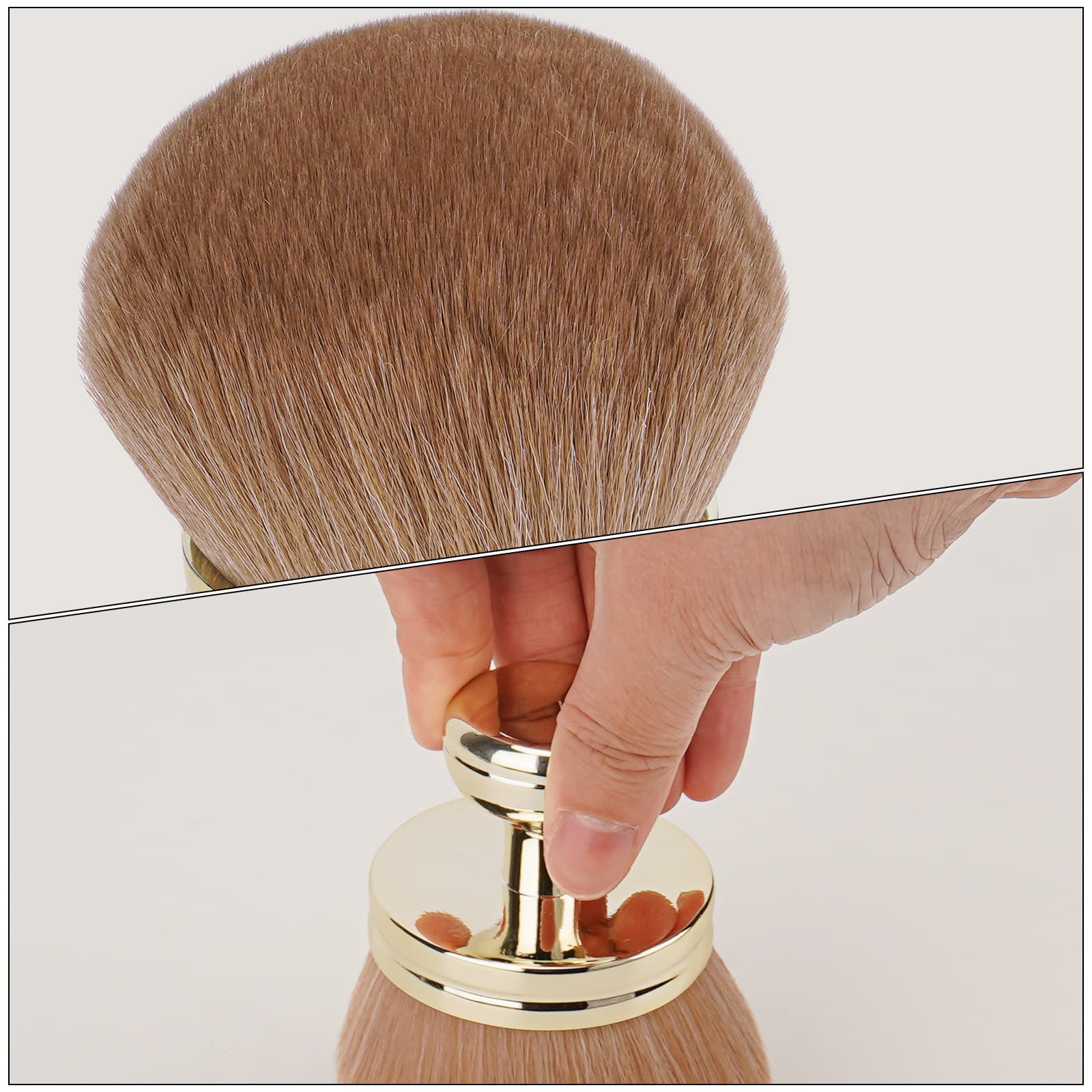 JANKOW Extra Large Body Makeup Brush, Self Tanner Brushs, 74mm Kabuki Brush for Bodys, Wide-Band Oval-Shaped Face and Leg Self-Service Sunscreen Brushs for Makeup Legs Arms Face Body (Light Gold) - 4