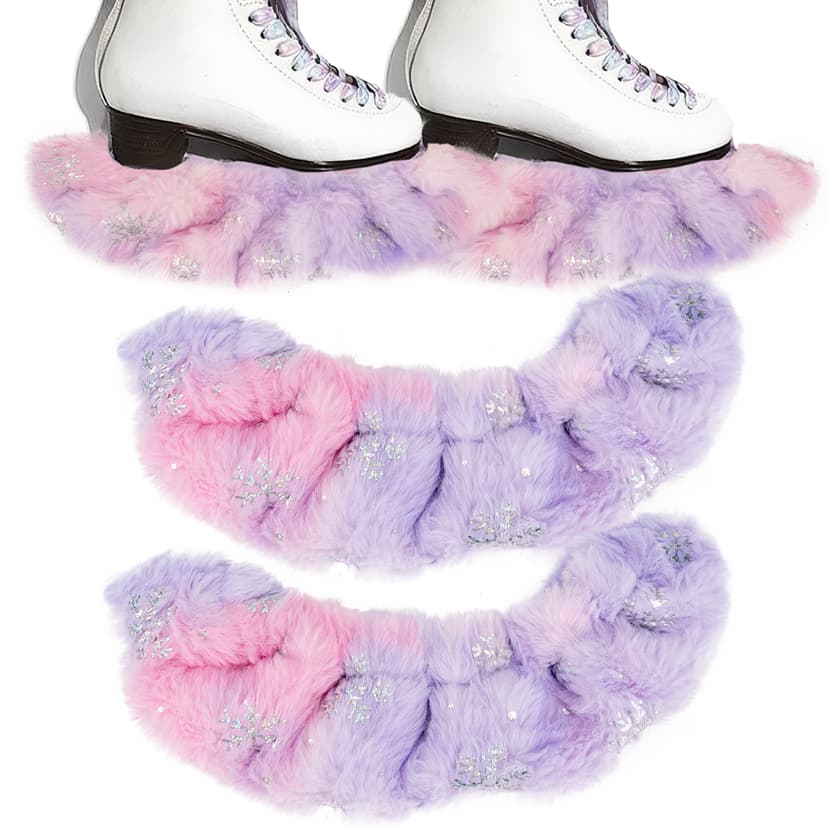 RidingRush Ice Skate Soakers 2-Pack Plush Blade Covers for Figure & Hockey Skates, Soft Absorbent Lining, Fits Most Blades up to 12 Inch, Youth & Adult, Pink Purple/Teal