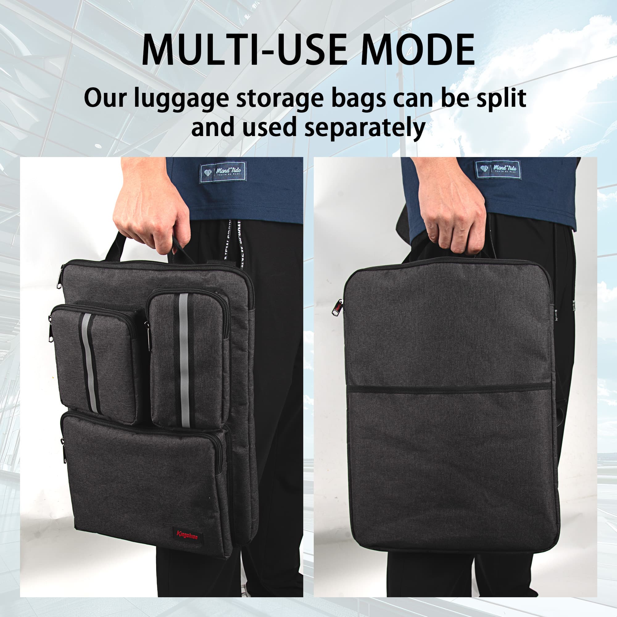 Kingshion Luggage Hanging Bag, Packing Cubes for Travel luggage organizer bags be stored books, electronic devices, cables, cosmetics, dustproof, durable, business travel must -Dark Grey - 3