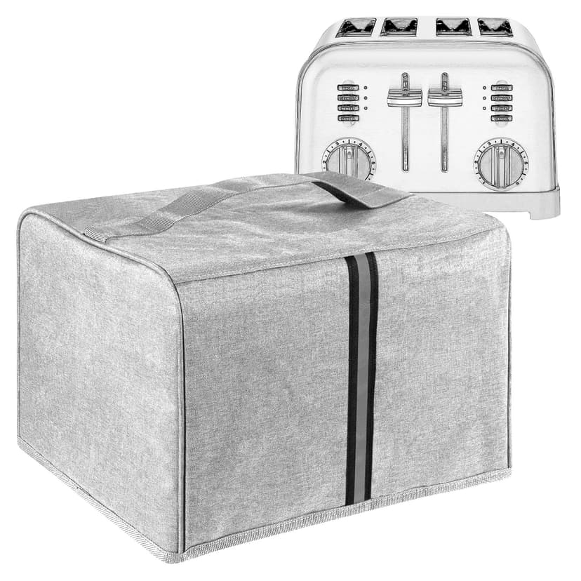 Kingshion Toaster Cover Compatible with Most 4-slice Toasters, Toaster Cover Storage  for Most 4-slice Toasters, Washable and Dust Protection (Light Gray)