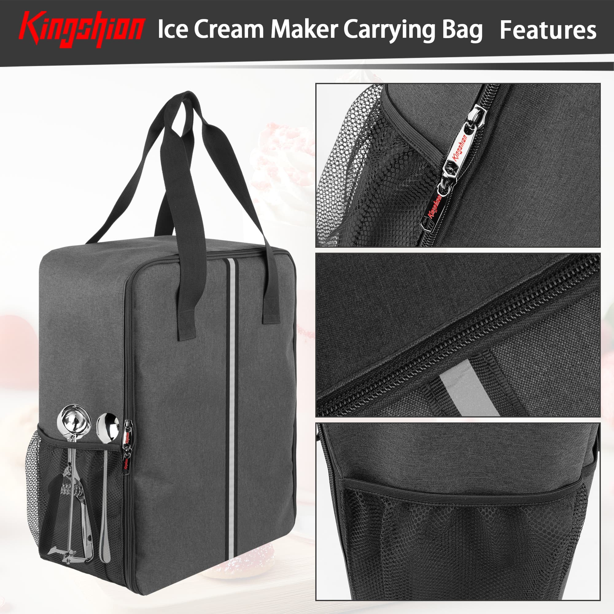 Ice Cream Maker Carrying Bag with Handle, Waterproof Dustproof Storage Bag Compatible with Ninja Creami NC500/NC300/NC200/NC100/NC299AMZ Series/Deluxe/Breeze Ice Cream Makers - 2